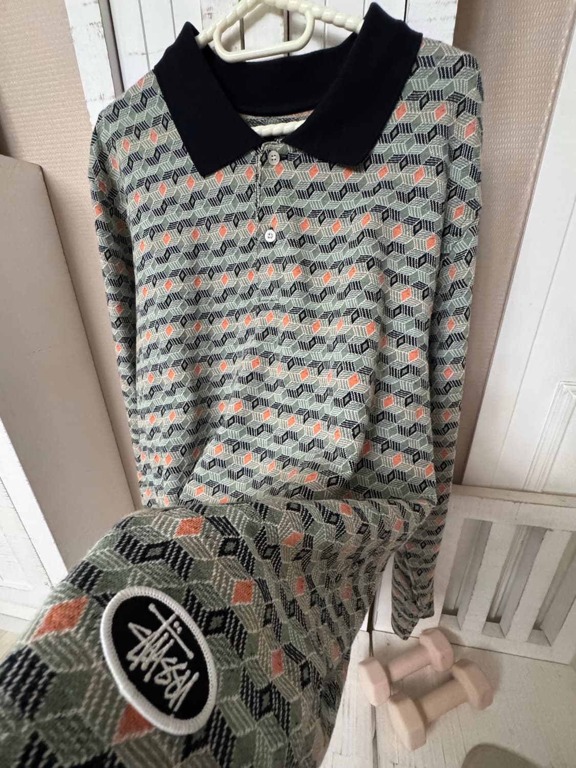 스투시 다이아몬드 패턴 폴로셔츠  올리브 상품이미지2