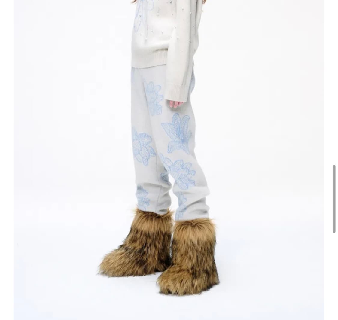 마르디메크르디 캐시미어 자가드 니트팬츠 아이보리 스카이 드라이O 상품이미지6