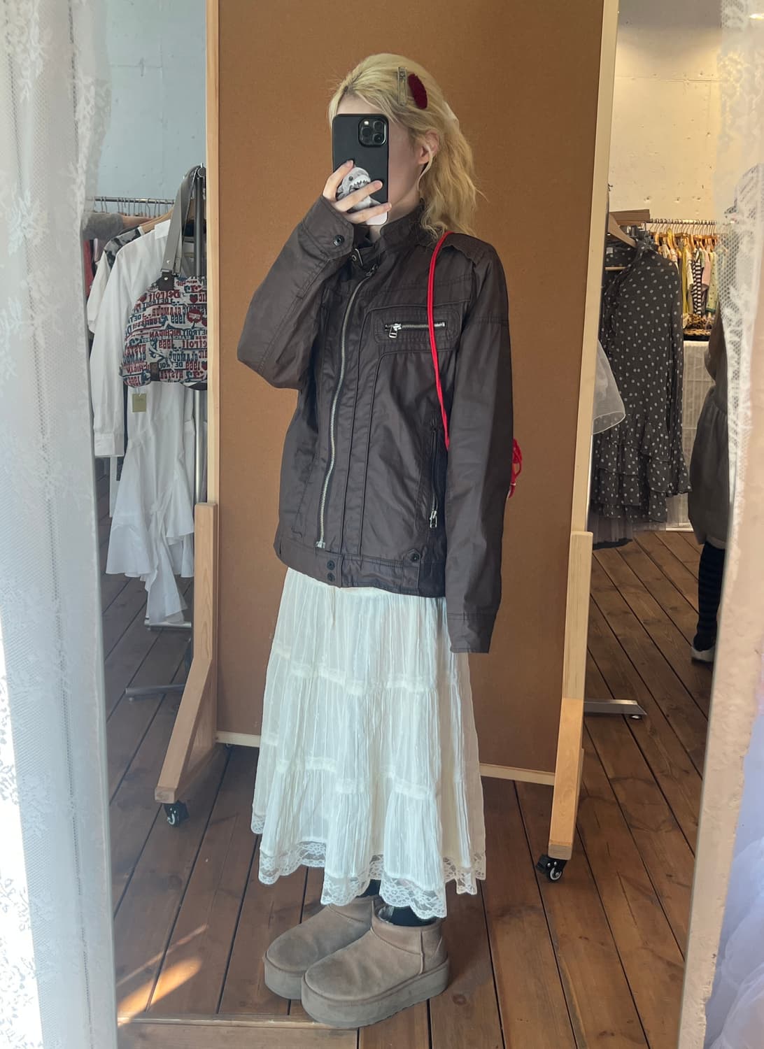 브라운 나일론 자켓  상품이미지1