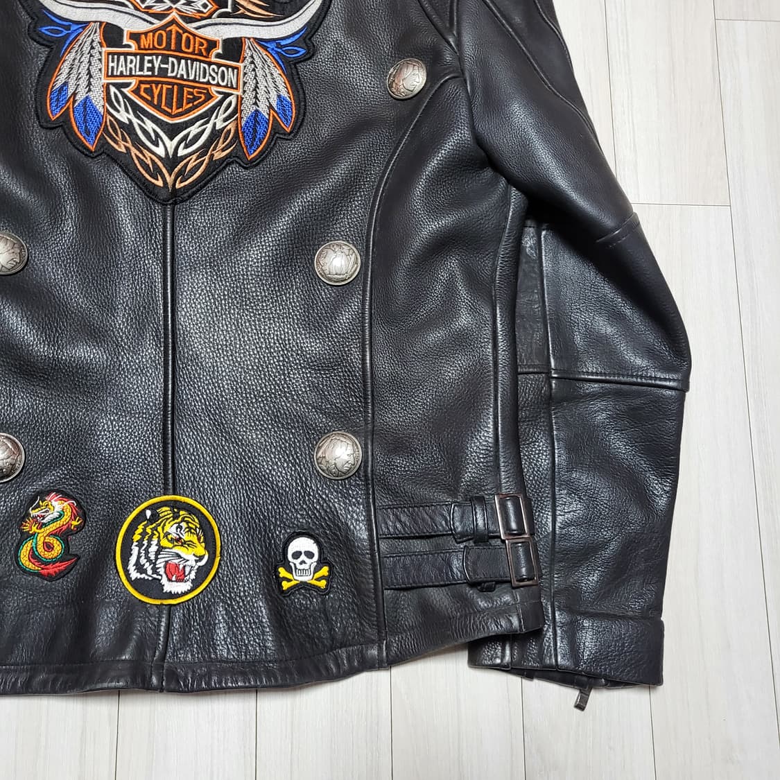 (L) 90s 빈티지 소가죽자켓 라이더자켓 카우하이드자켓 상품이미지7