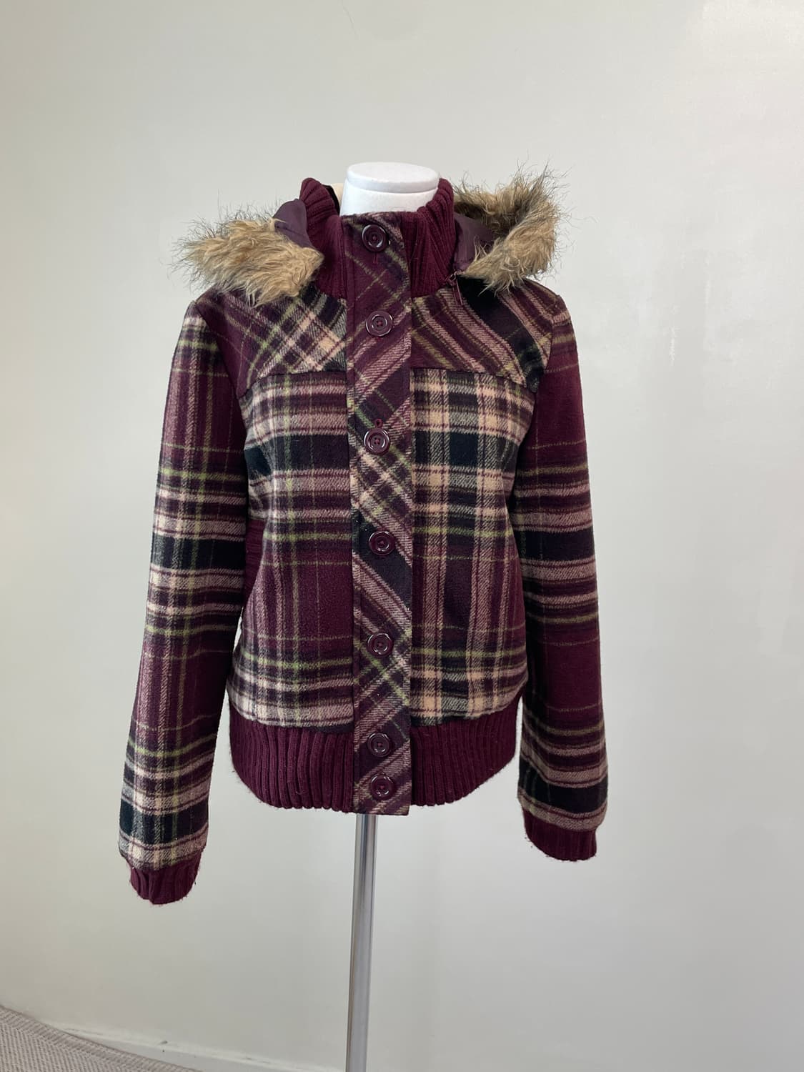 Fika 빈티지 퍼트리밍 체크 자켓 goa y2k 상품이미지8