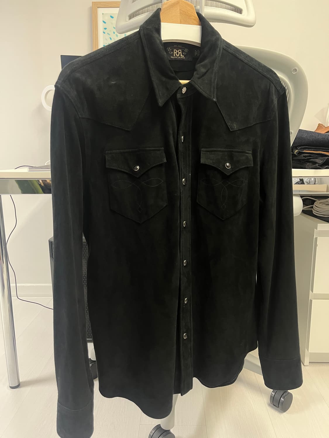 더블알엘 블랙 스웨이드 웨스턴 셔츠 (M) 상품이미지2