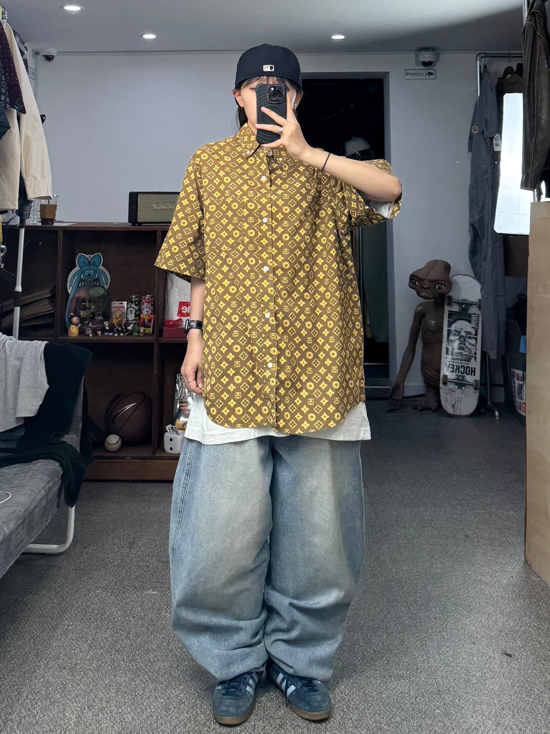 90s 스투시 루이비통 모노그램 오마주 반팔셔츠 베이지 상품이미지5