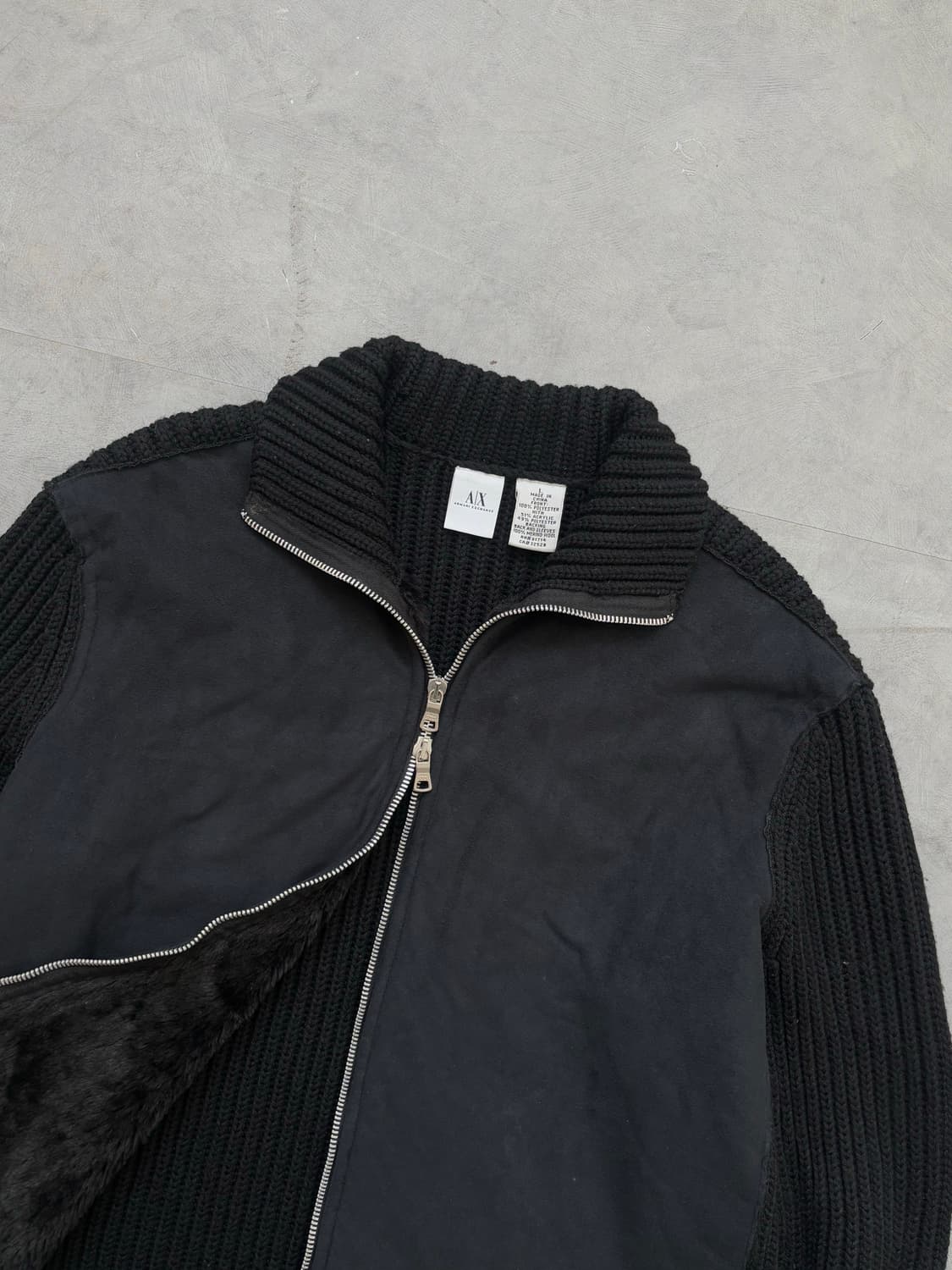 Armani Exchange 아르마니 익스체인지 블랙 퍼 니트 집업 상품이미지2