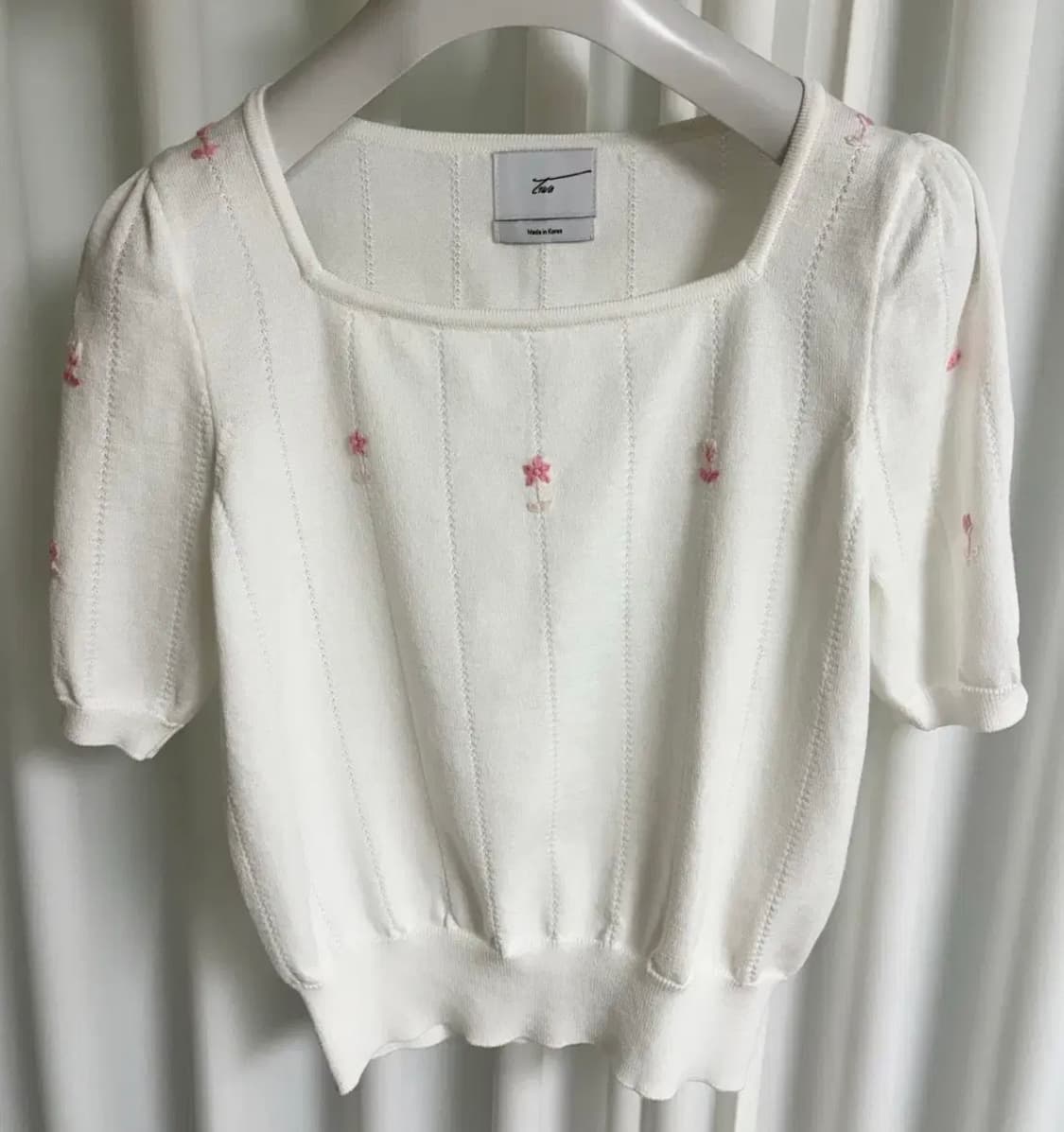 트와 리비에라 플라워 스퀘어 니트 화이트 상품이미지3