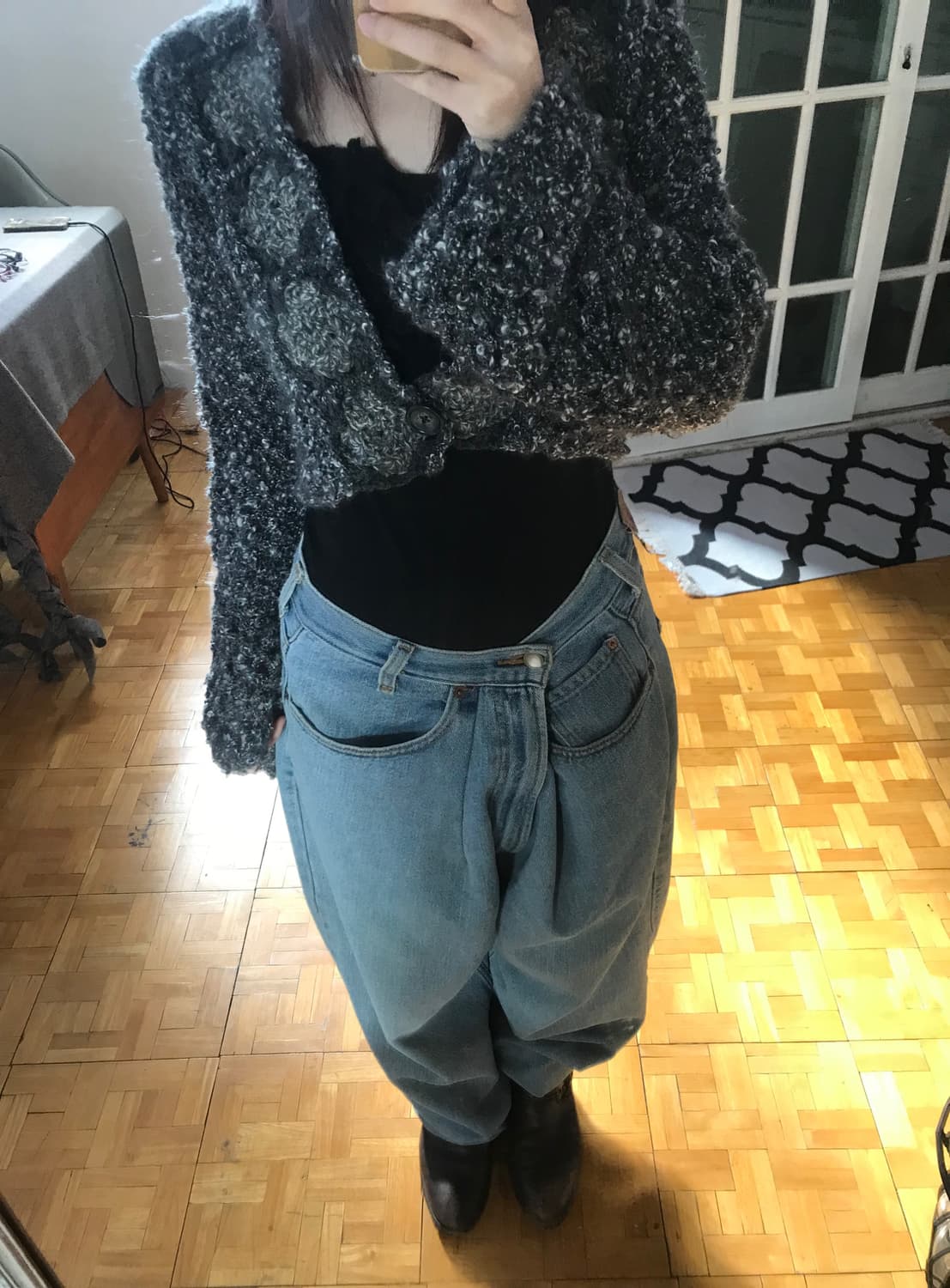 vintage grey short cardign  상품이미지3