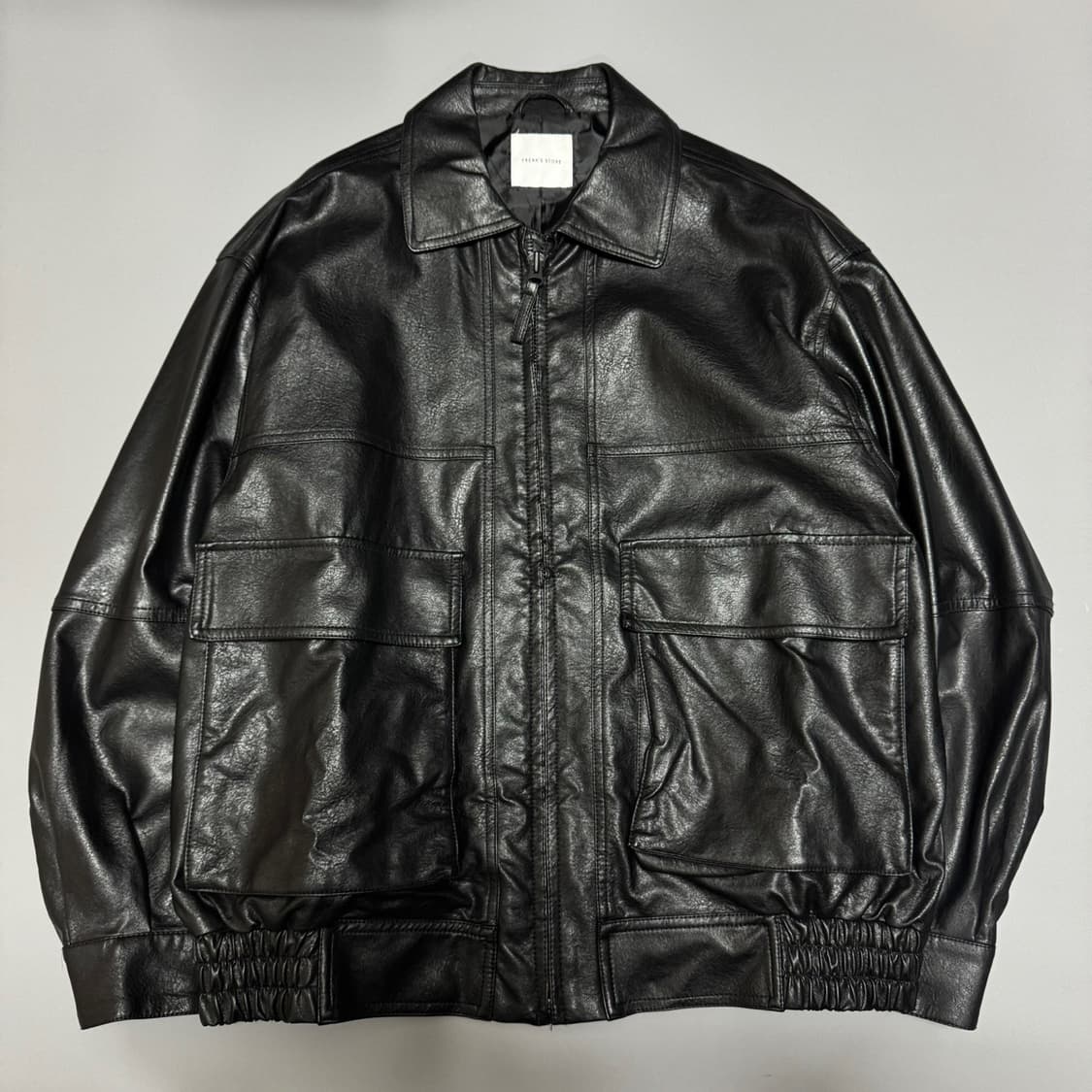 프릭스스토어(Freak's store) 블랙 칼라넥 집업 비건레더 자켓 상품이미지7
