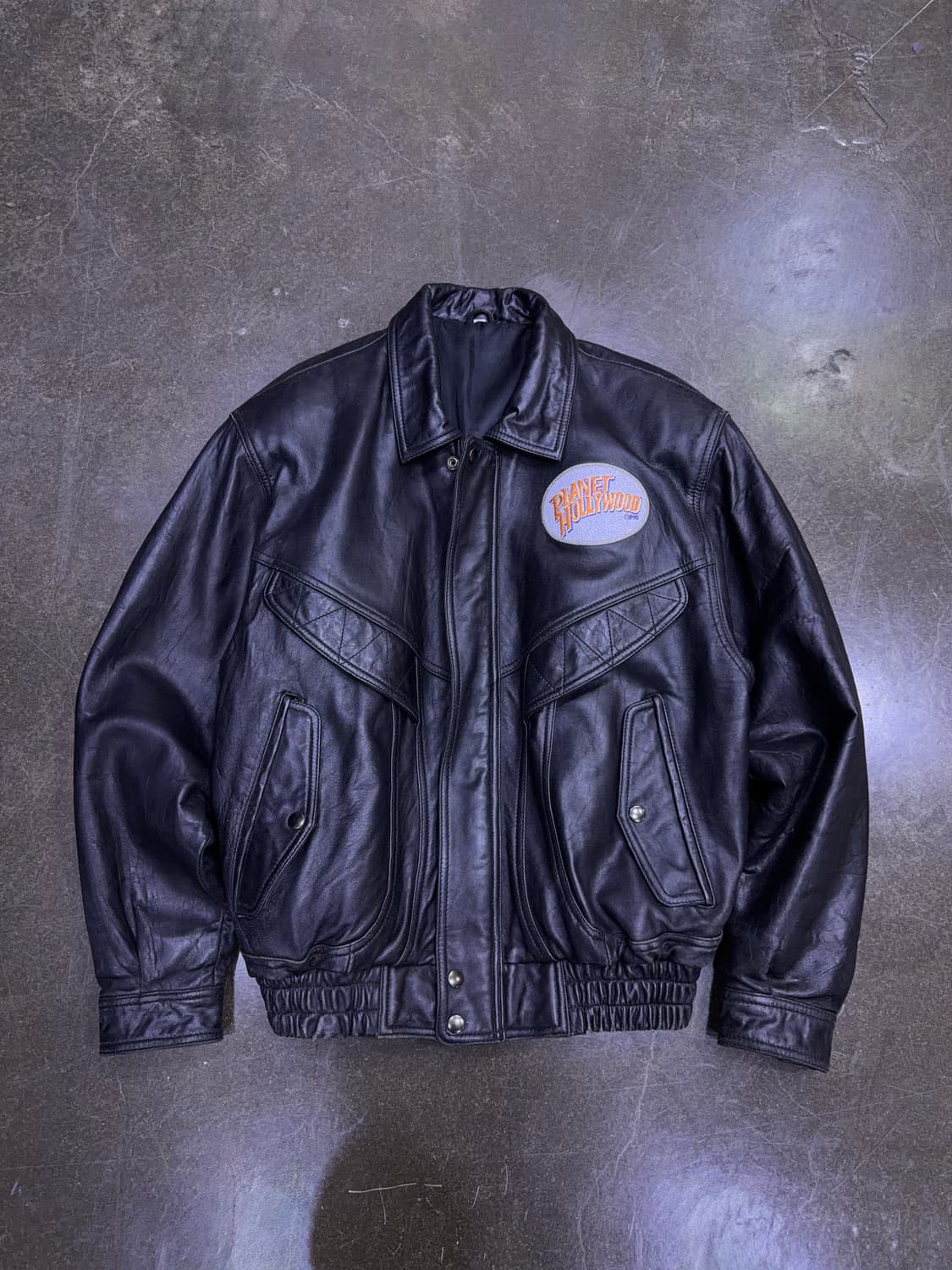 플래닛 할리우드 워싱턴 자수 양가죽 레더 봄버자켓 M 상품이미지1
