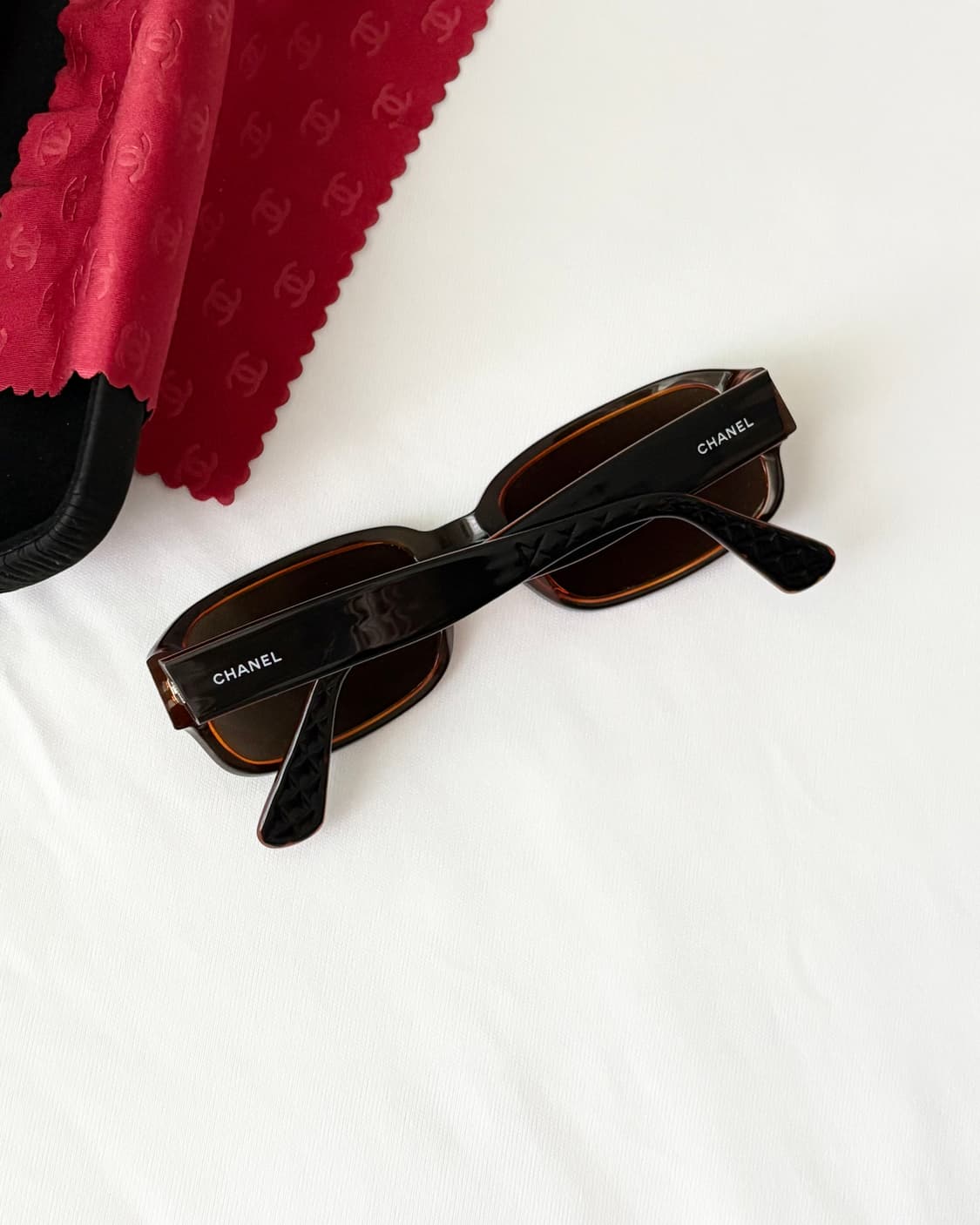 CHANEL 빈티지 샤넬 로고 마트라세 선글라스 다크브라운  상품이미지1