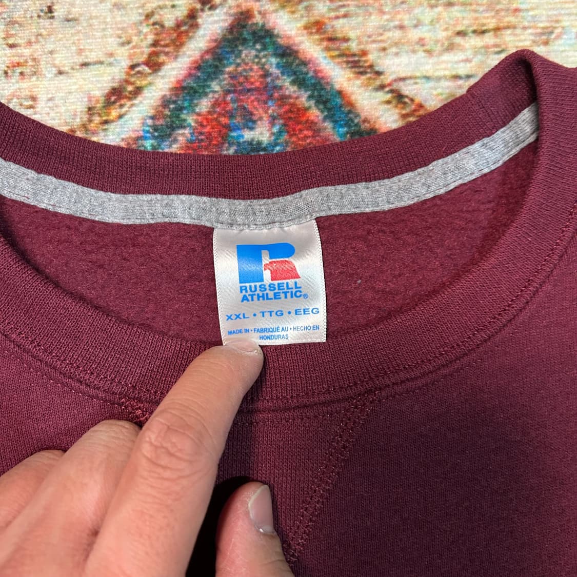 [2XL] 00s 러셀 버건디 스웻셔츠 상품이미지4