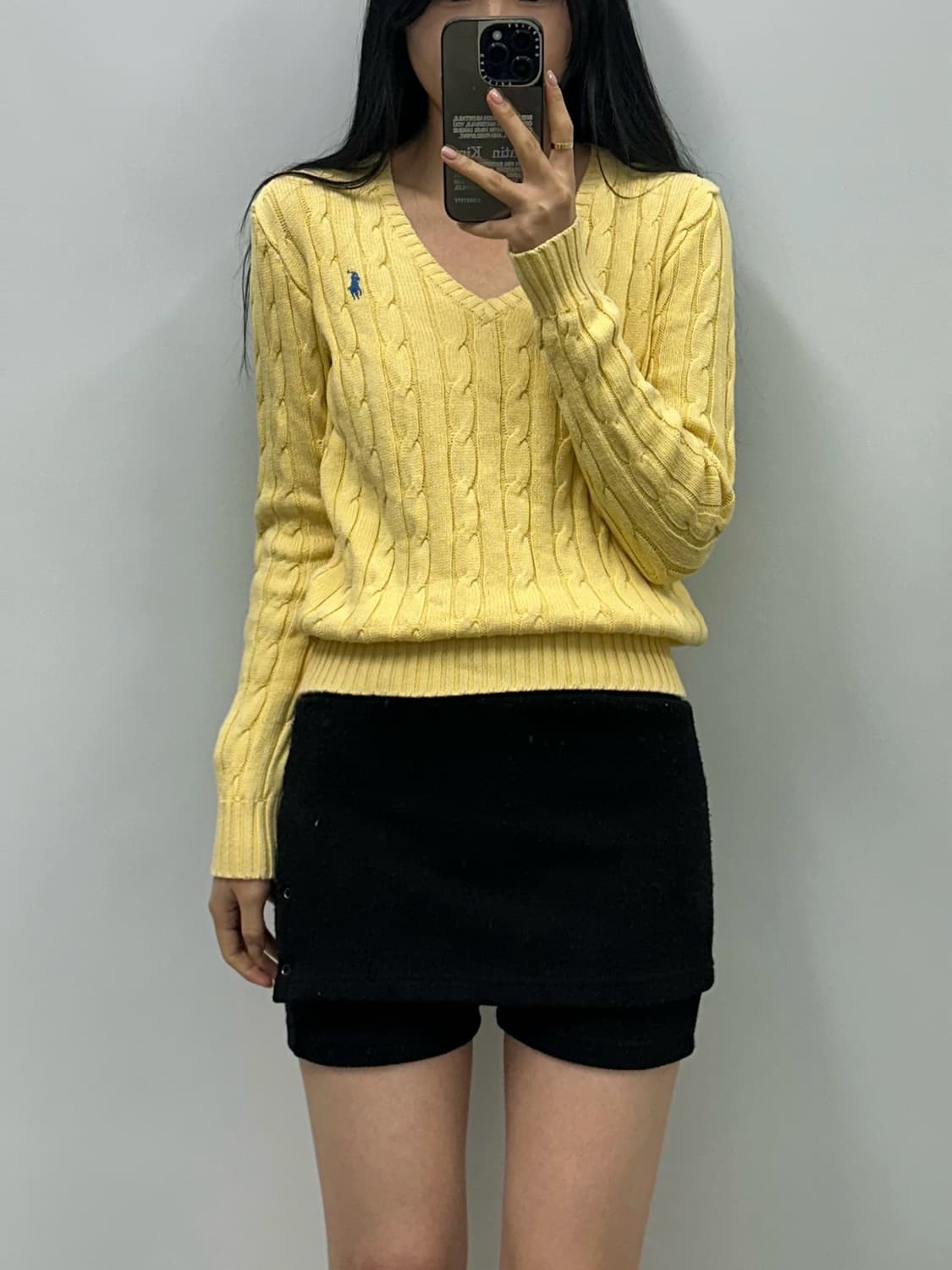 폴로 랄프로렌 신형 옐로우 꽈배기 브이넥 니트 상품이미지1