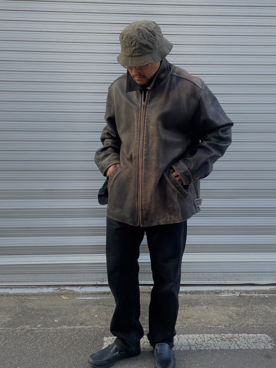 90s Eddie Bauer Distressed Leather Jk 상품이미지2