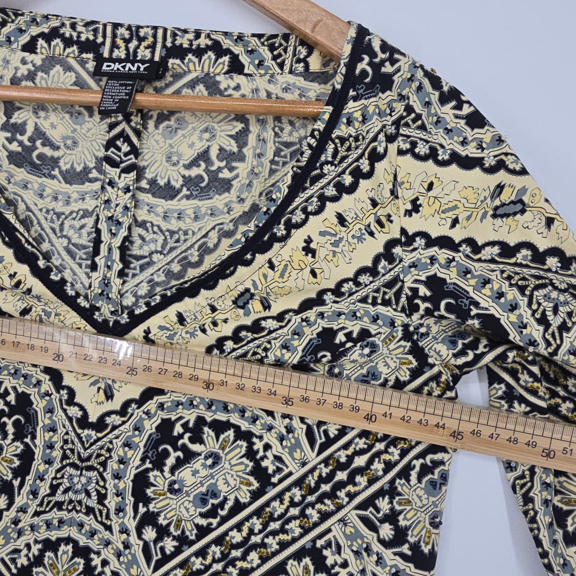 DKNY 패턴 비즈 자수 포인트 코튼 블라우스 상품이미지4