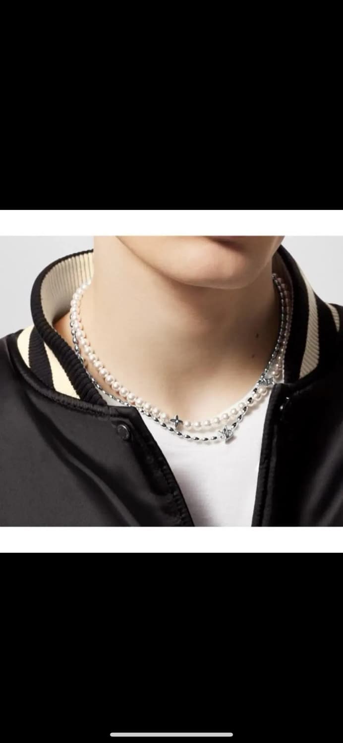 루이비통 펄 퓨전 목걸이 진주 실버 OS 상품이미지1