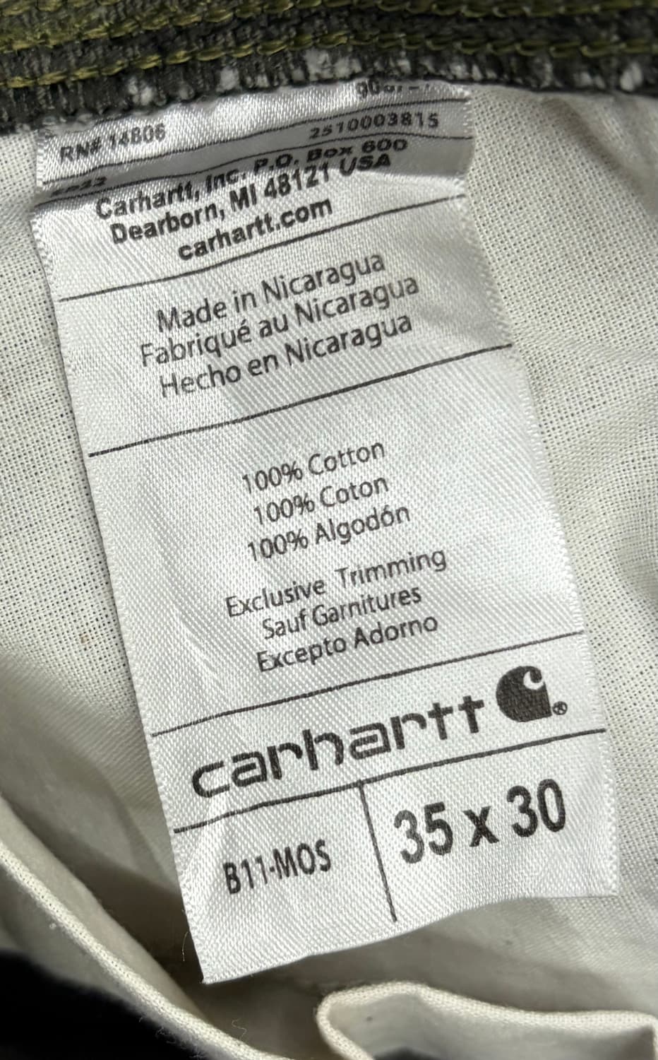 칼하트 모스그린 mos 카펜터 팬츠 상품이미지8