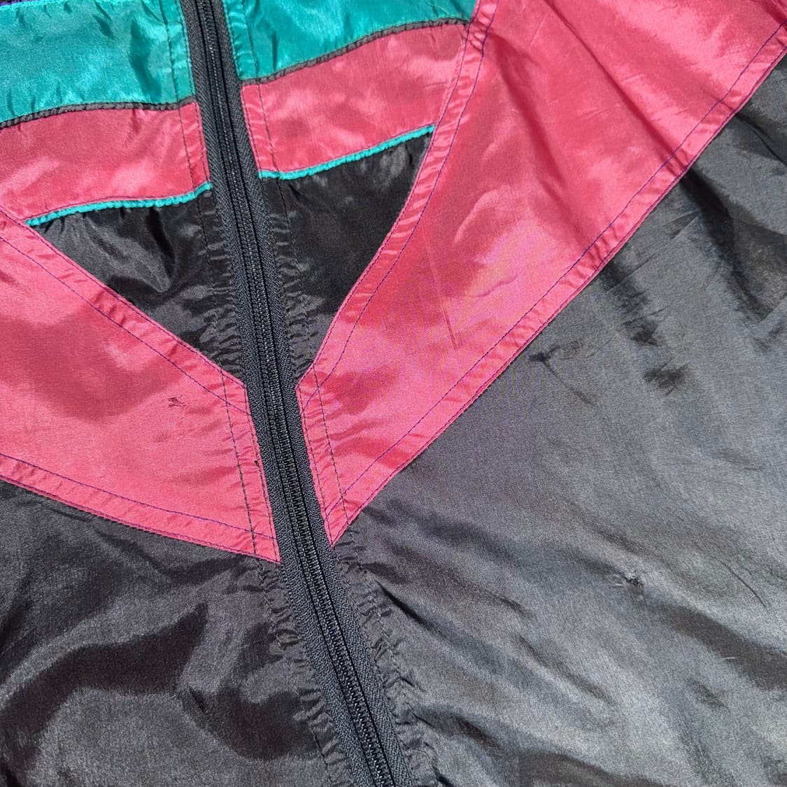 80s 레트로 컬러블록 윈드브레이커 (2XL)   상품이미지4