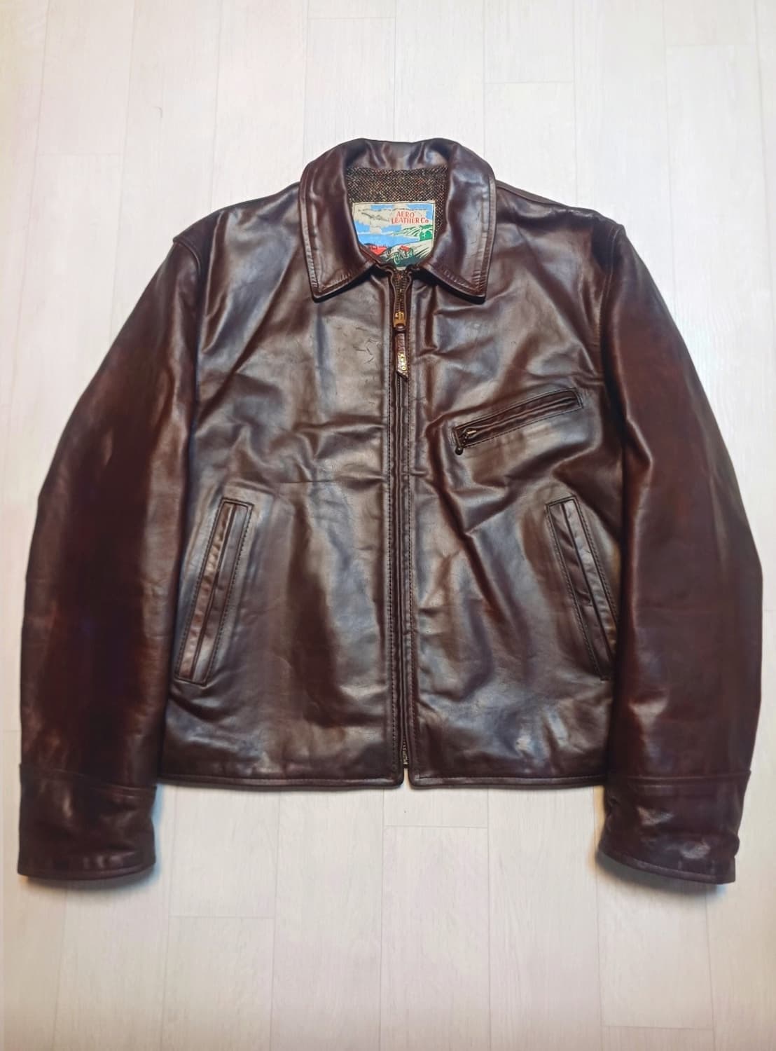 에어로레더 하프벨트 크롬악셀 호스하이드 말가죽레더자켓40 아메카지워크웨어 상품이미지1