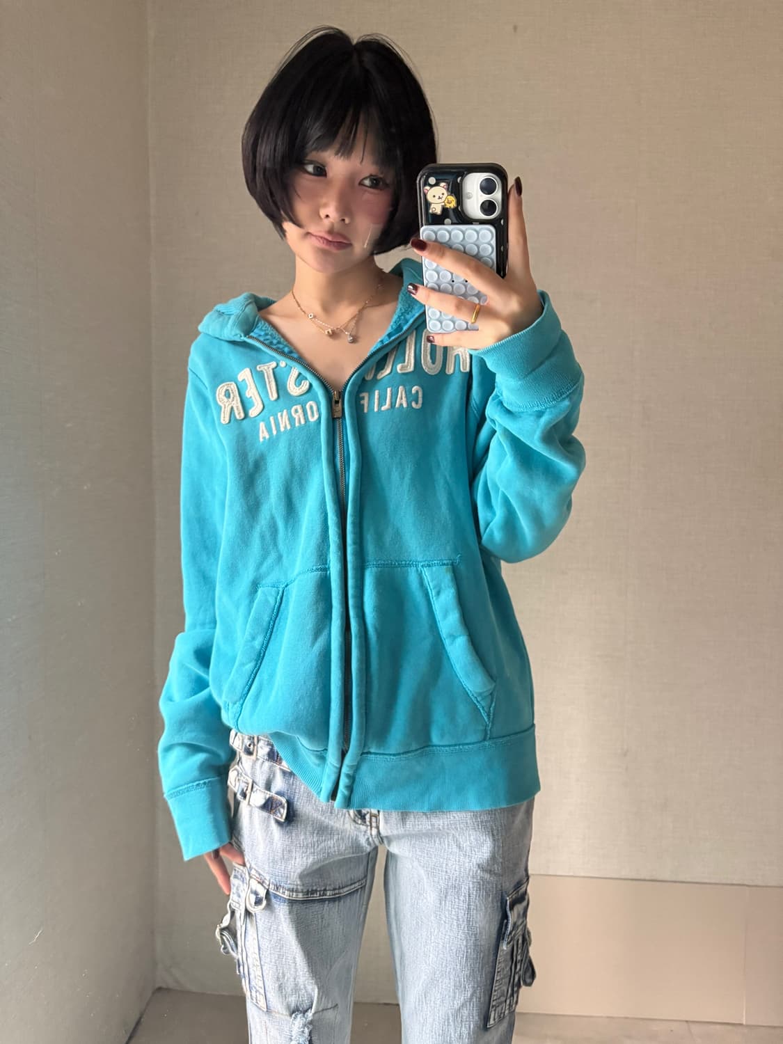 홀리스터 연하늘 오버핏 후드집업 상품이미지1