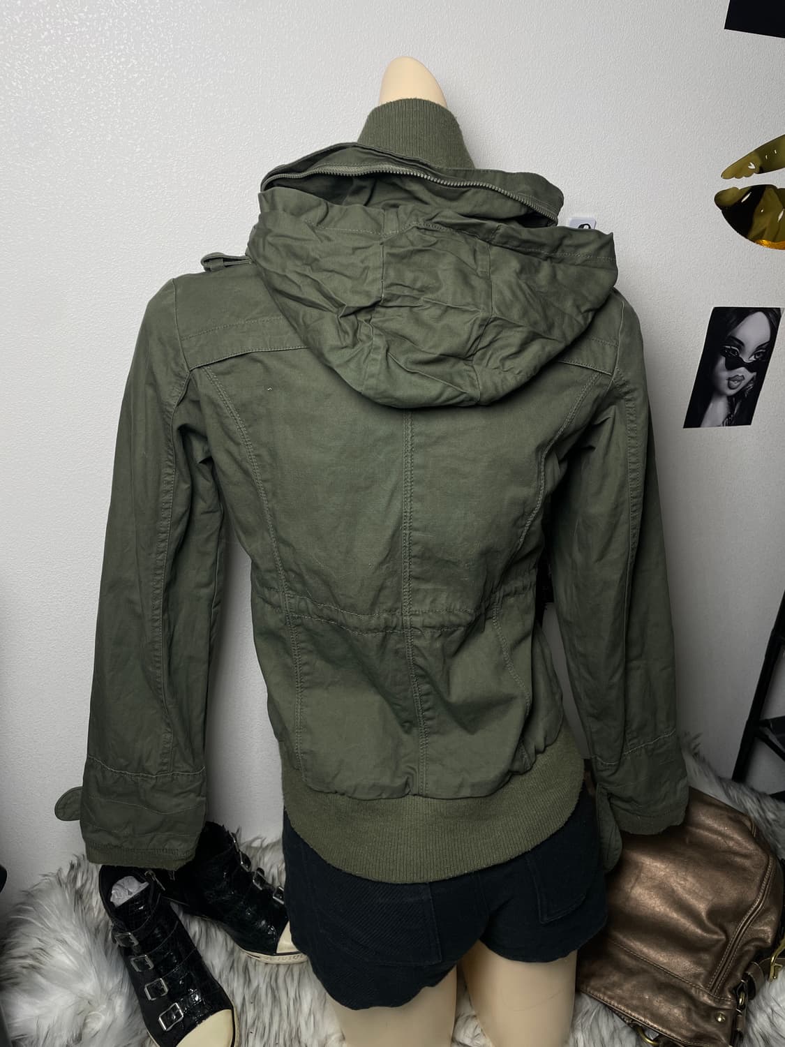 빈티지 y2k 카키 하이넥 집업 자켓  상품이미지4