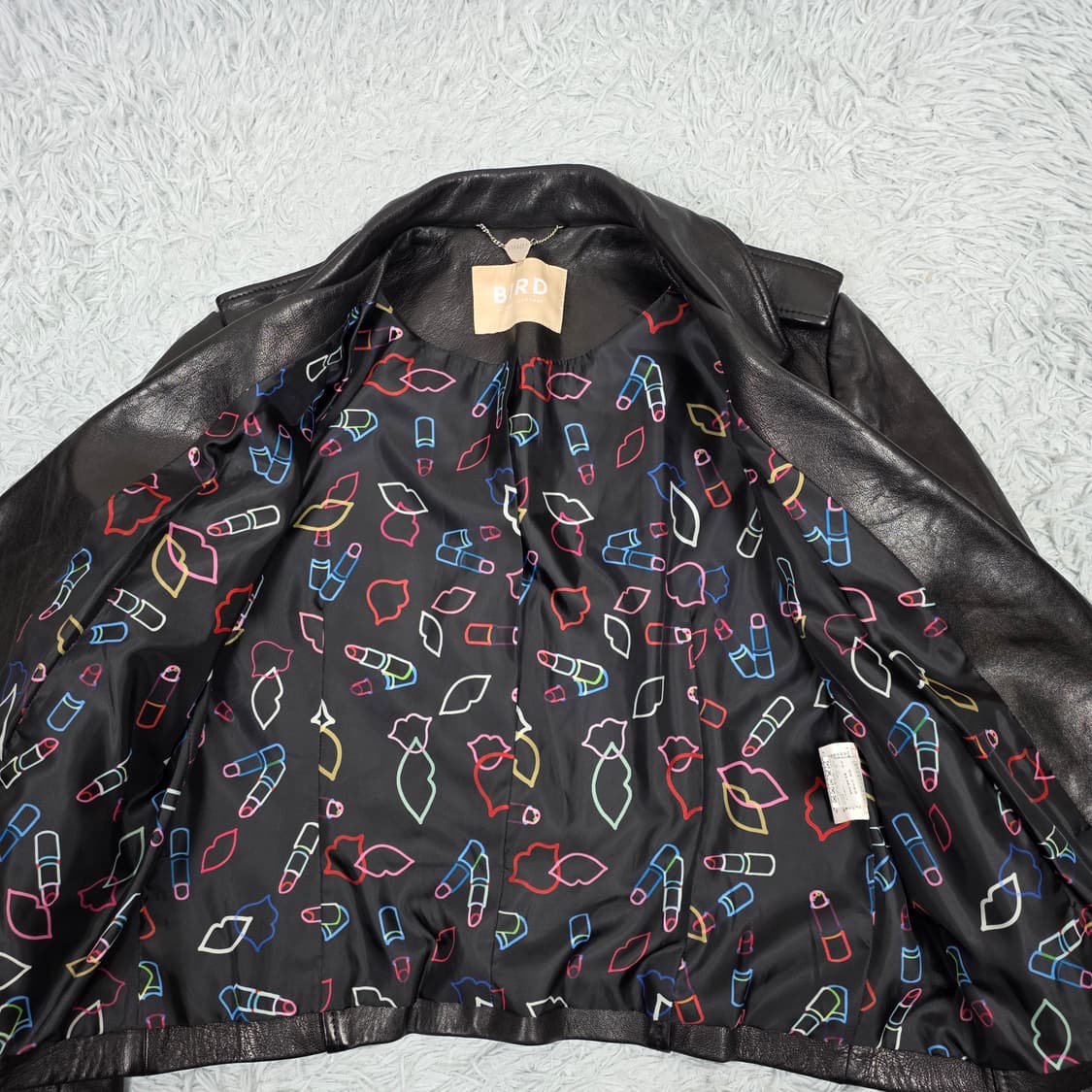 BIRD by 쥬시꾸뛰르 여성 램스킨 크롭 라이더 자켓 S 상품이미지7