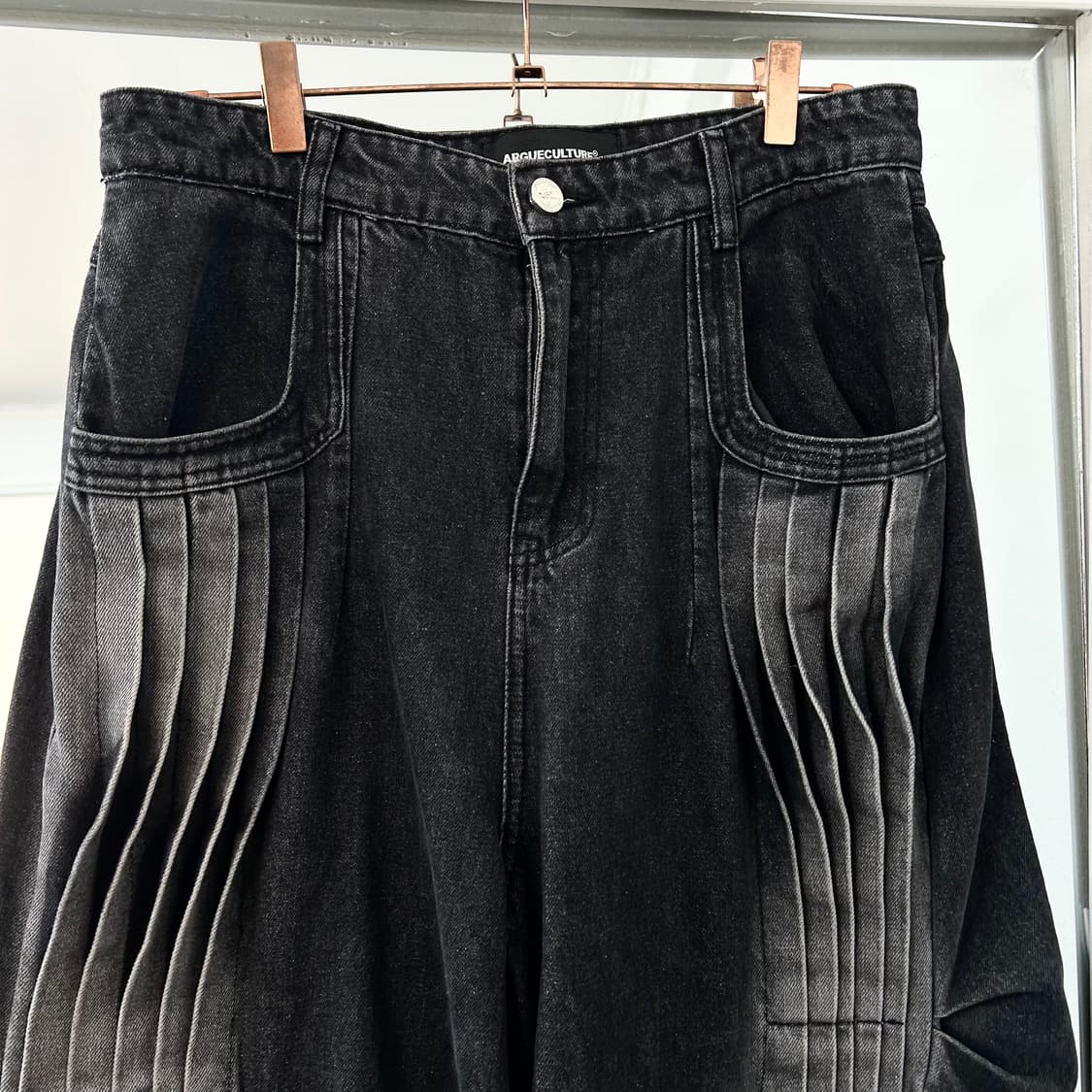 플리츠 와이드 흑청 데님 카고 팬츠 상품이미지6