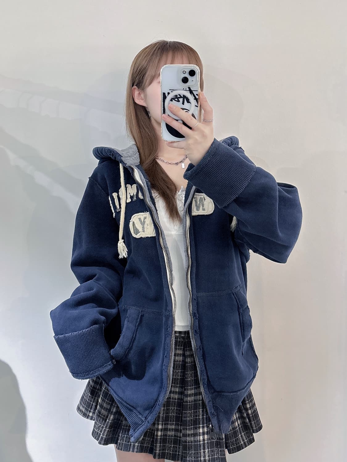 아베크롬비 네이비 빅로고 헤비스웻 후드집업 상품이미지3