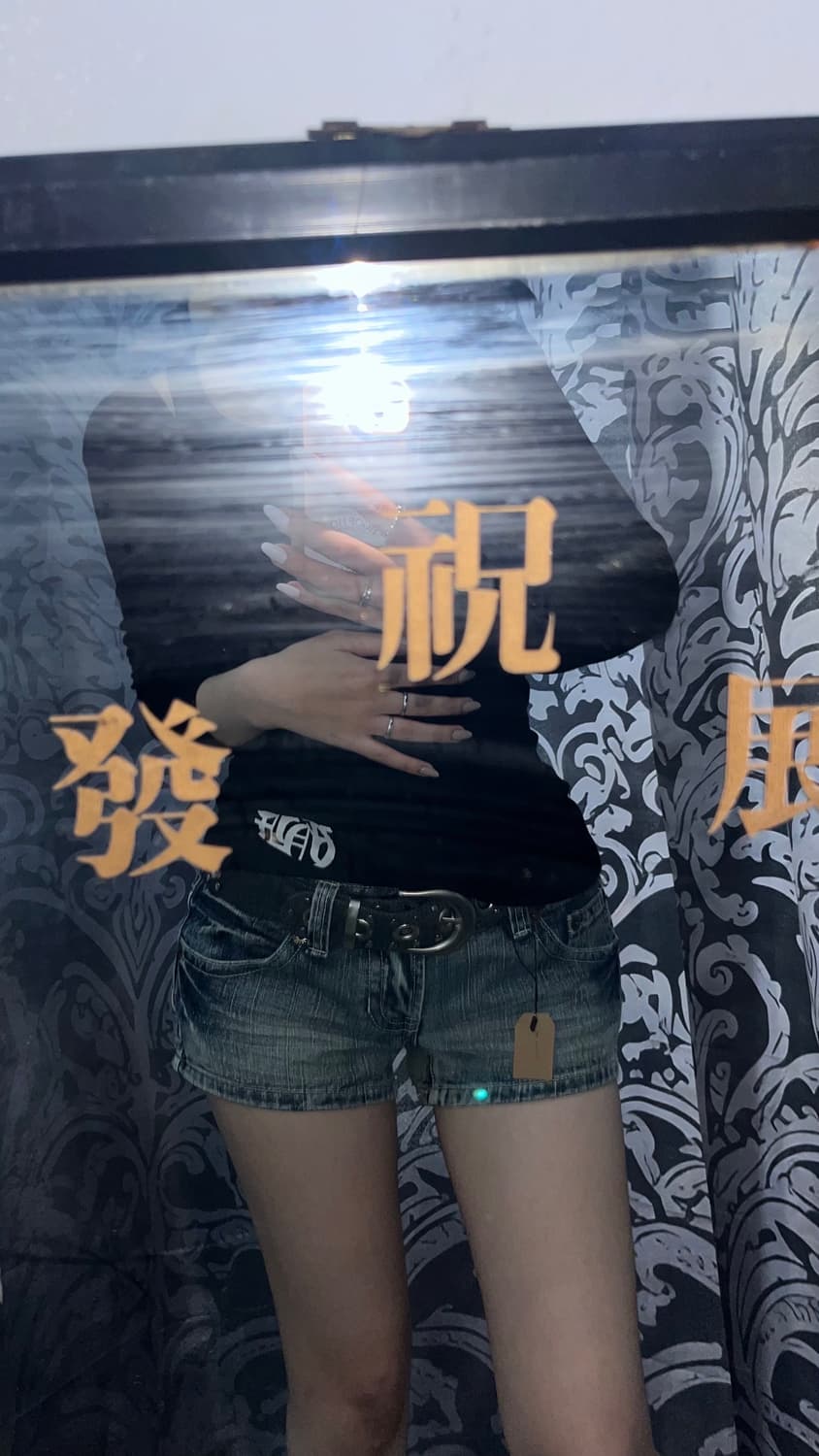 y2k 영국 큐빅 데님 숏팬츠  상품이미지2