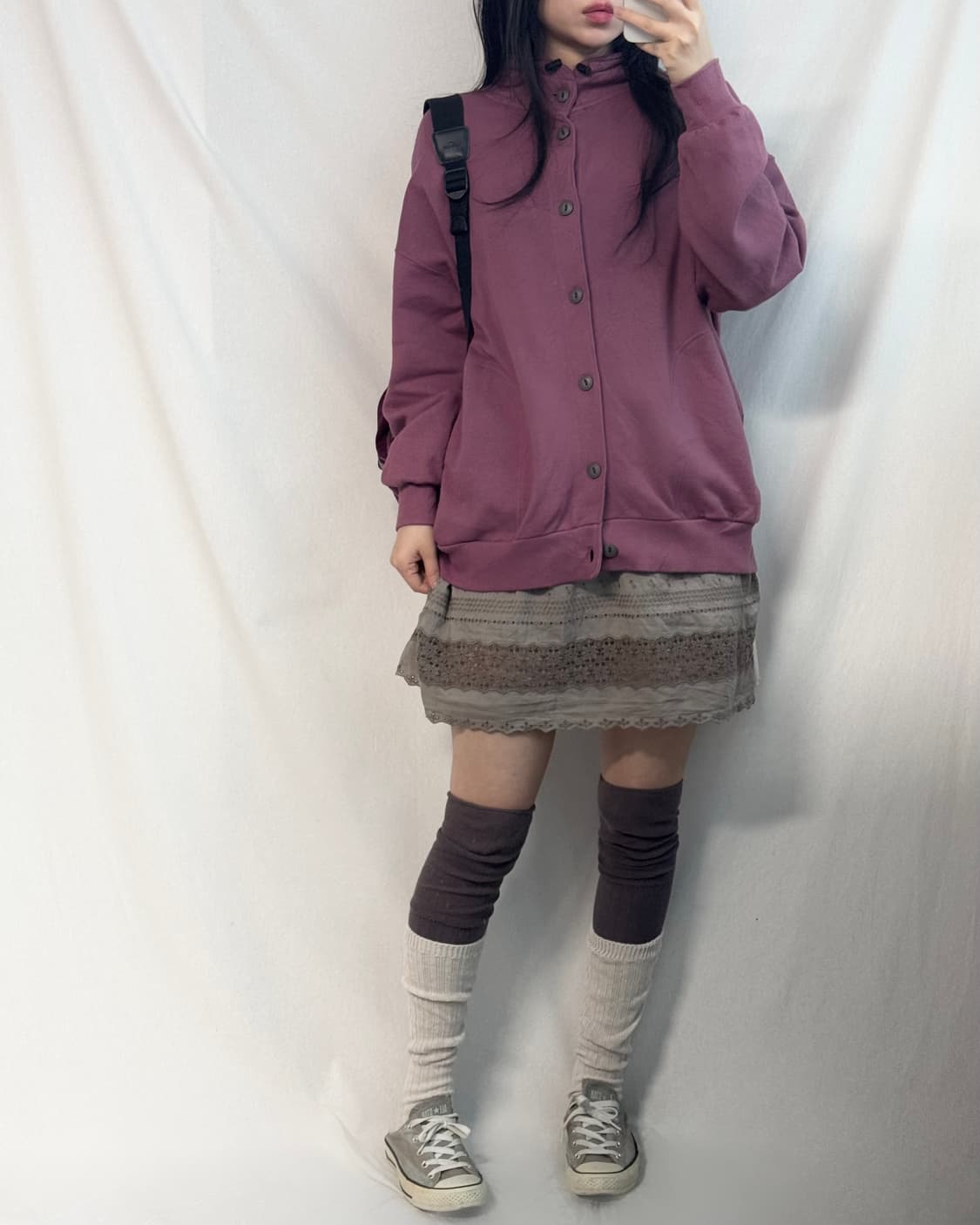 스트링 넥 코튼 가디건 버튼 프릴 원피스 3pcs SET 상품이미지3