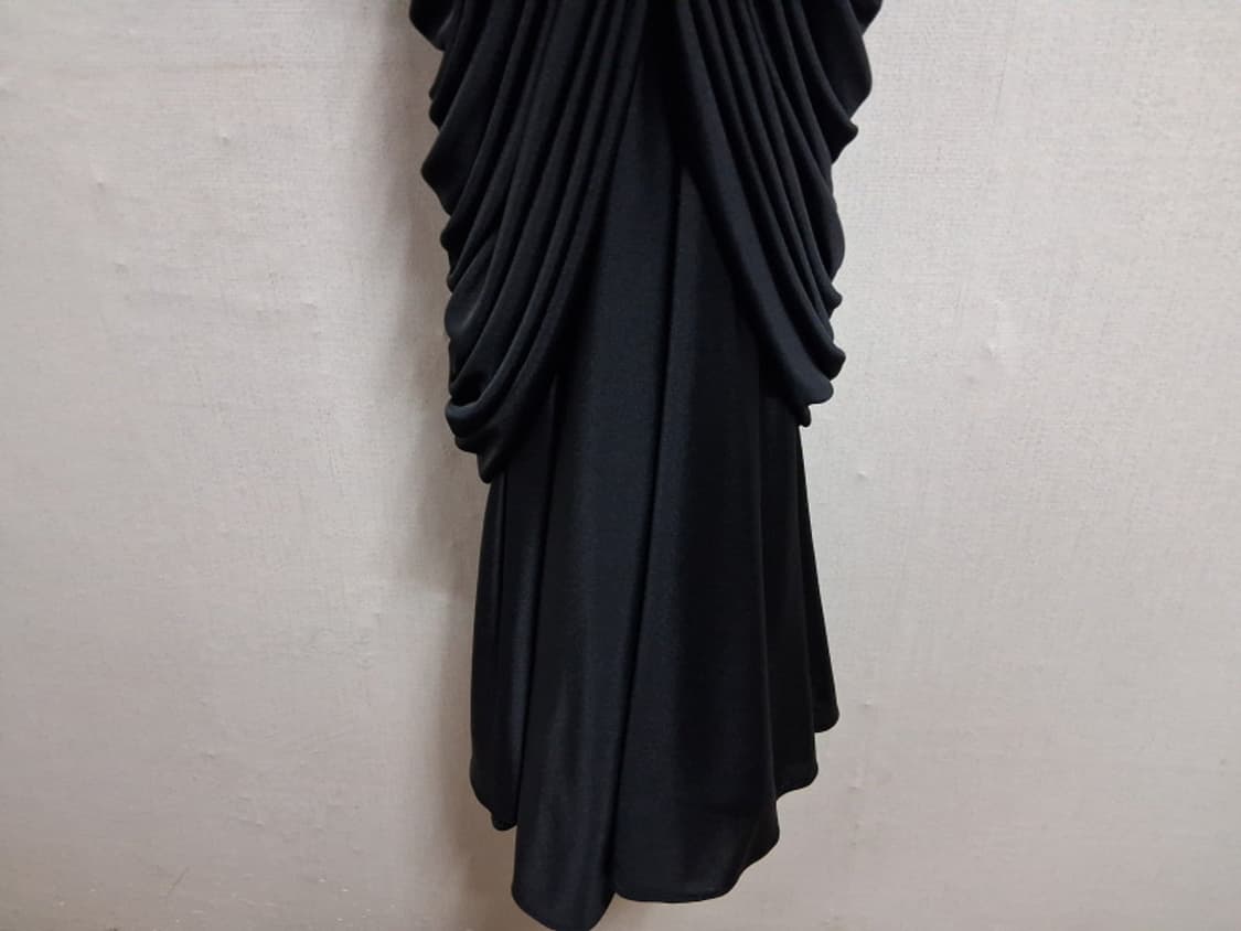일본빈티시수입 Simonne 검정 져지 드레이프 셔링 롱원피스 행사복66 상품이미지5