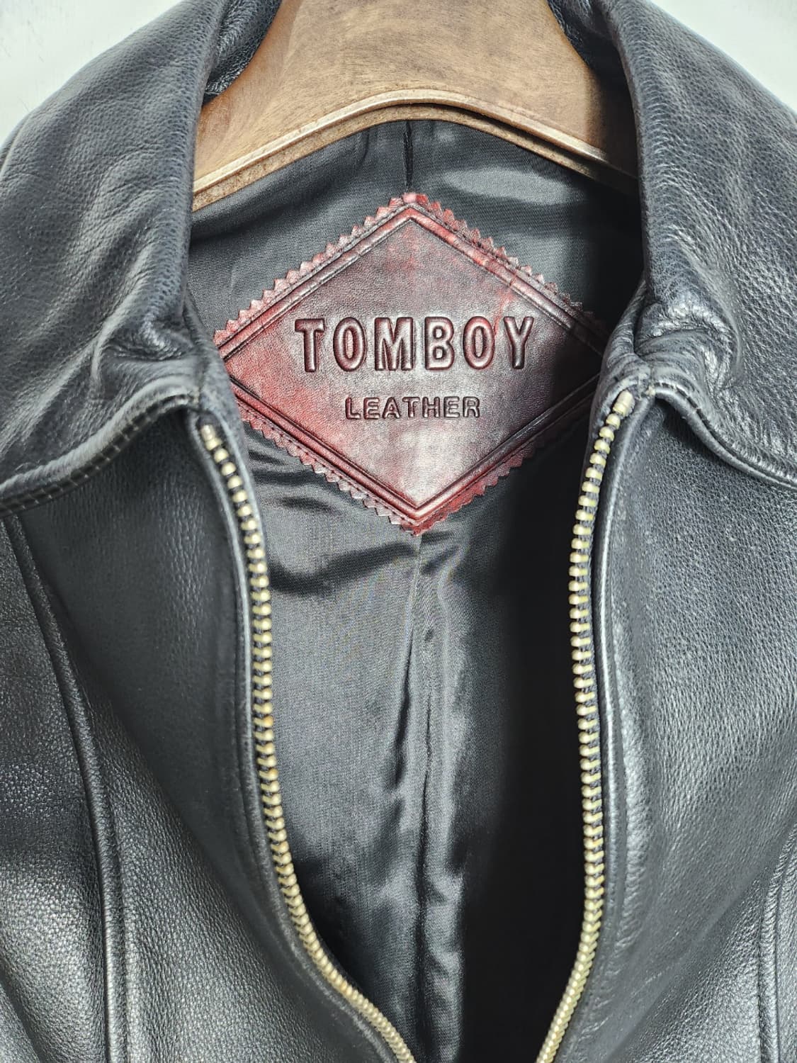 톰보이 레더 카라 가죽 자켓 상품이미지3