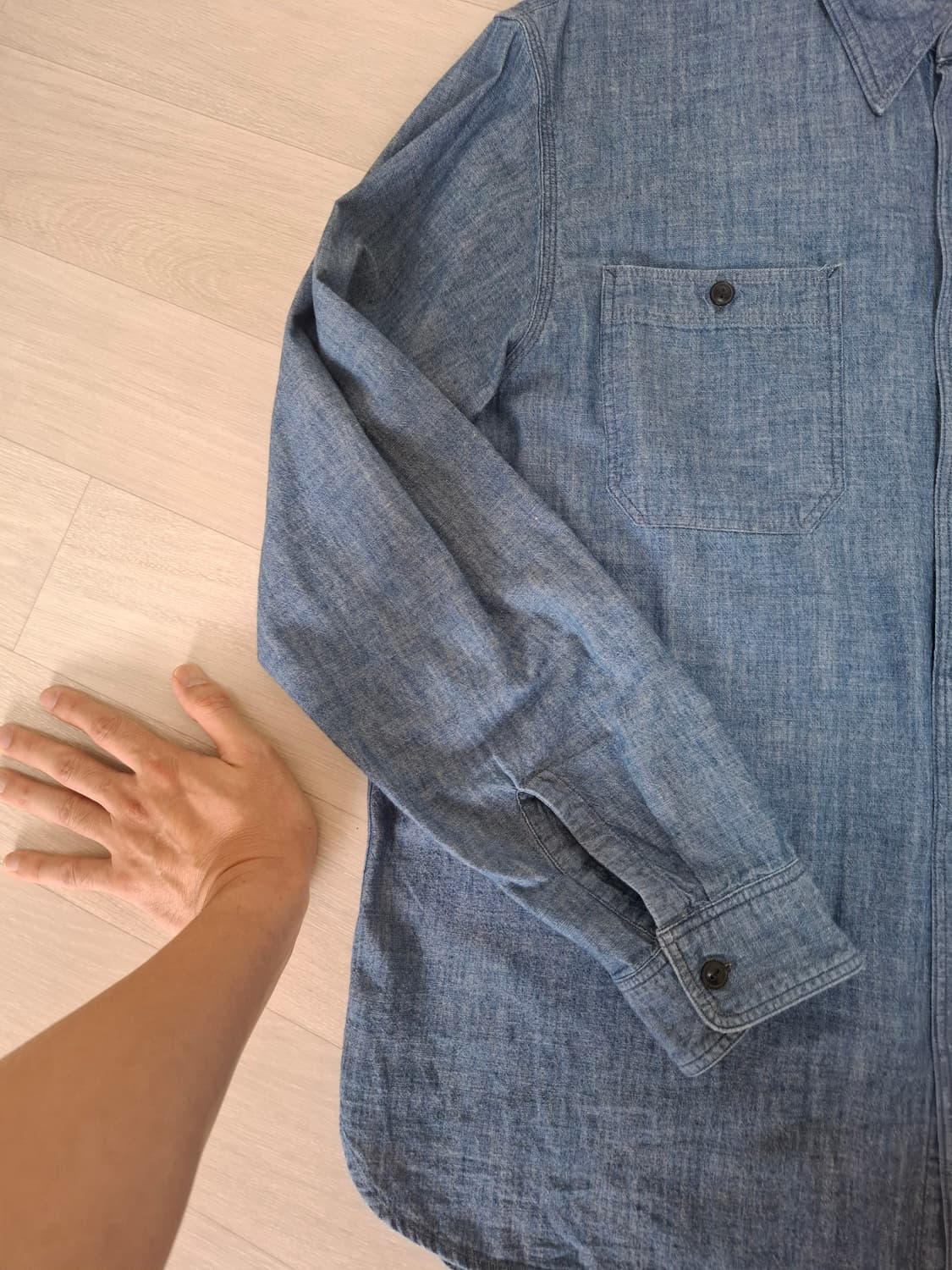 XL 더블알엘 인디고 샴브레이 데님 워크 셔츠 상품이미지4