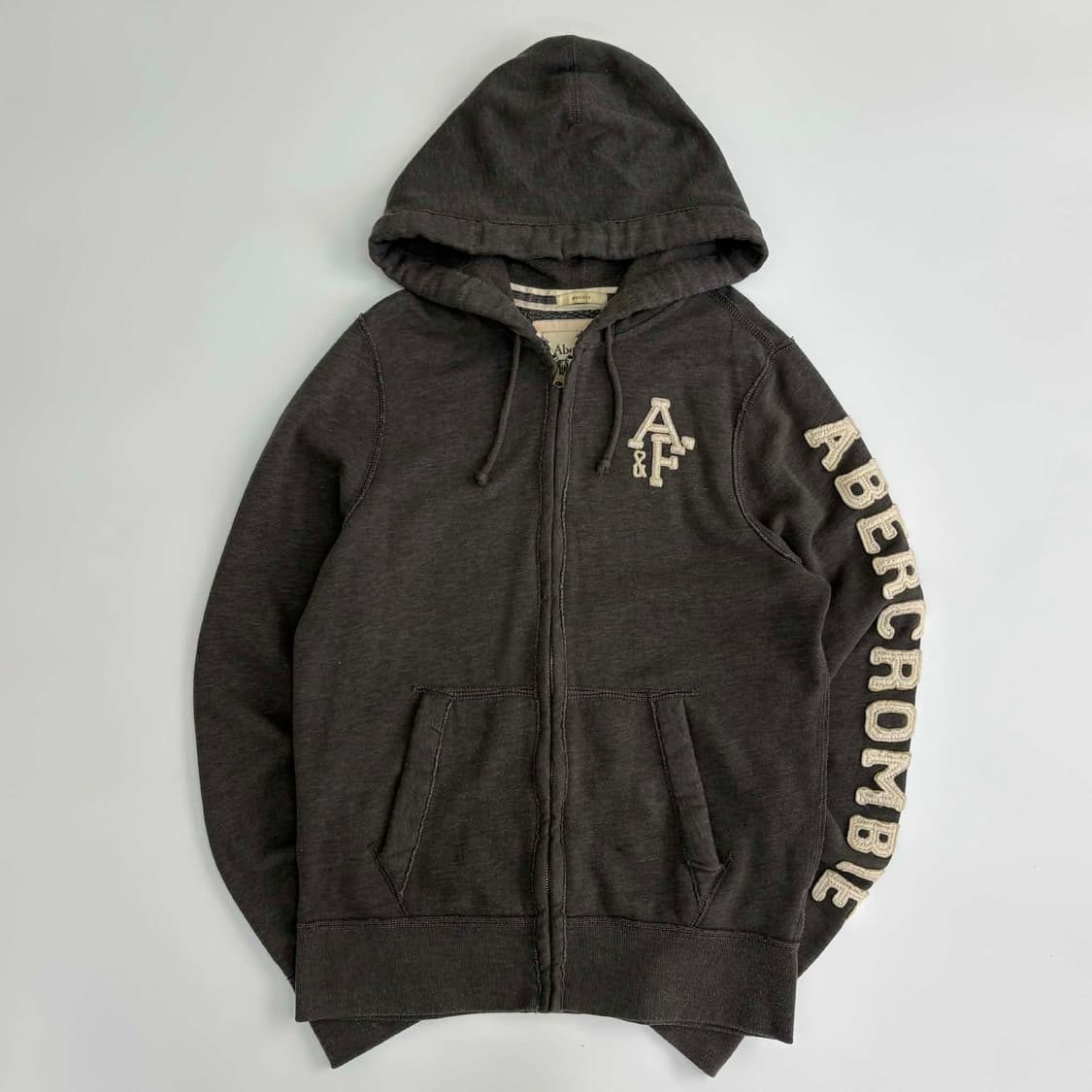 아베크롬비 y2k 올드스쿨 그레이 스웻 후드집업 희귀져지(M) 상품이미지2