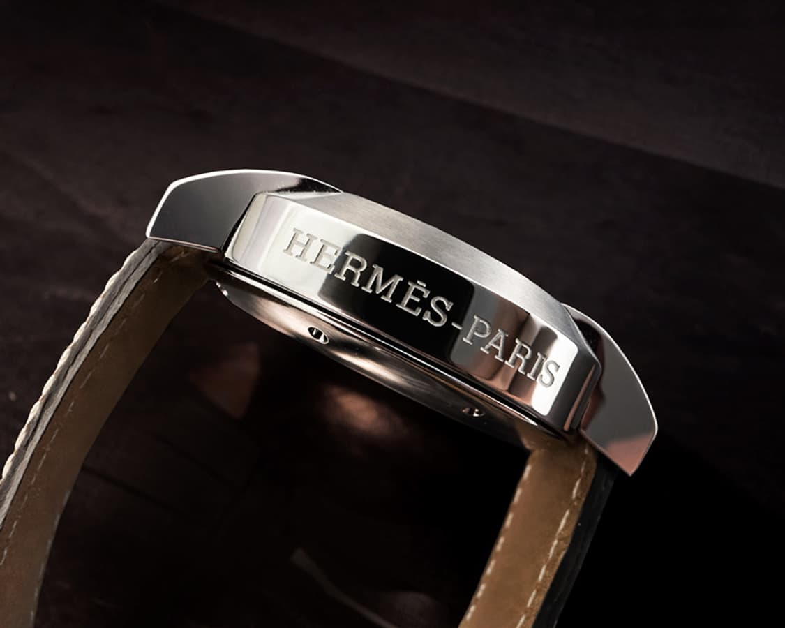 에르메스 노마드 희귀 블랙판 남성용 크로노 그래프 악어가죽 시계 상품이미지5