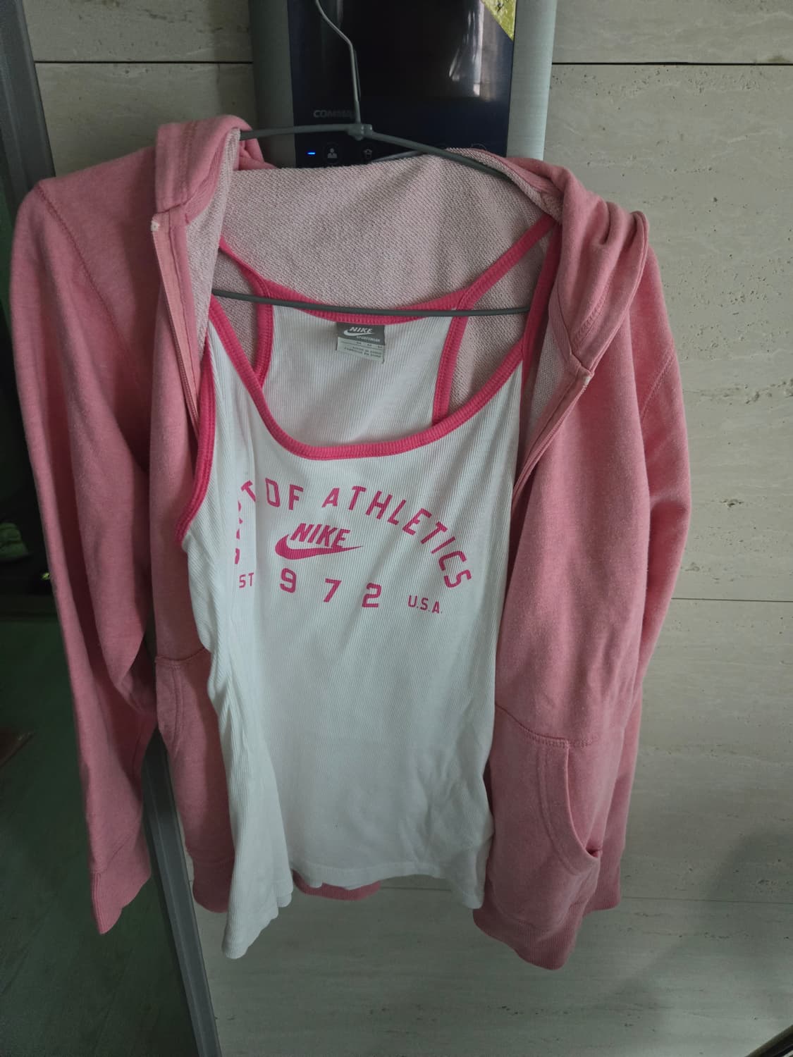 핑크후드집업+나이키핑크나시 상의셋 코코모리 상품이미지1