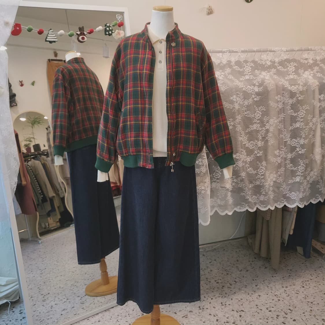 Grace 체크 모직 봄버자켓 여자 free 상품이미지8