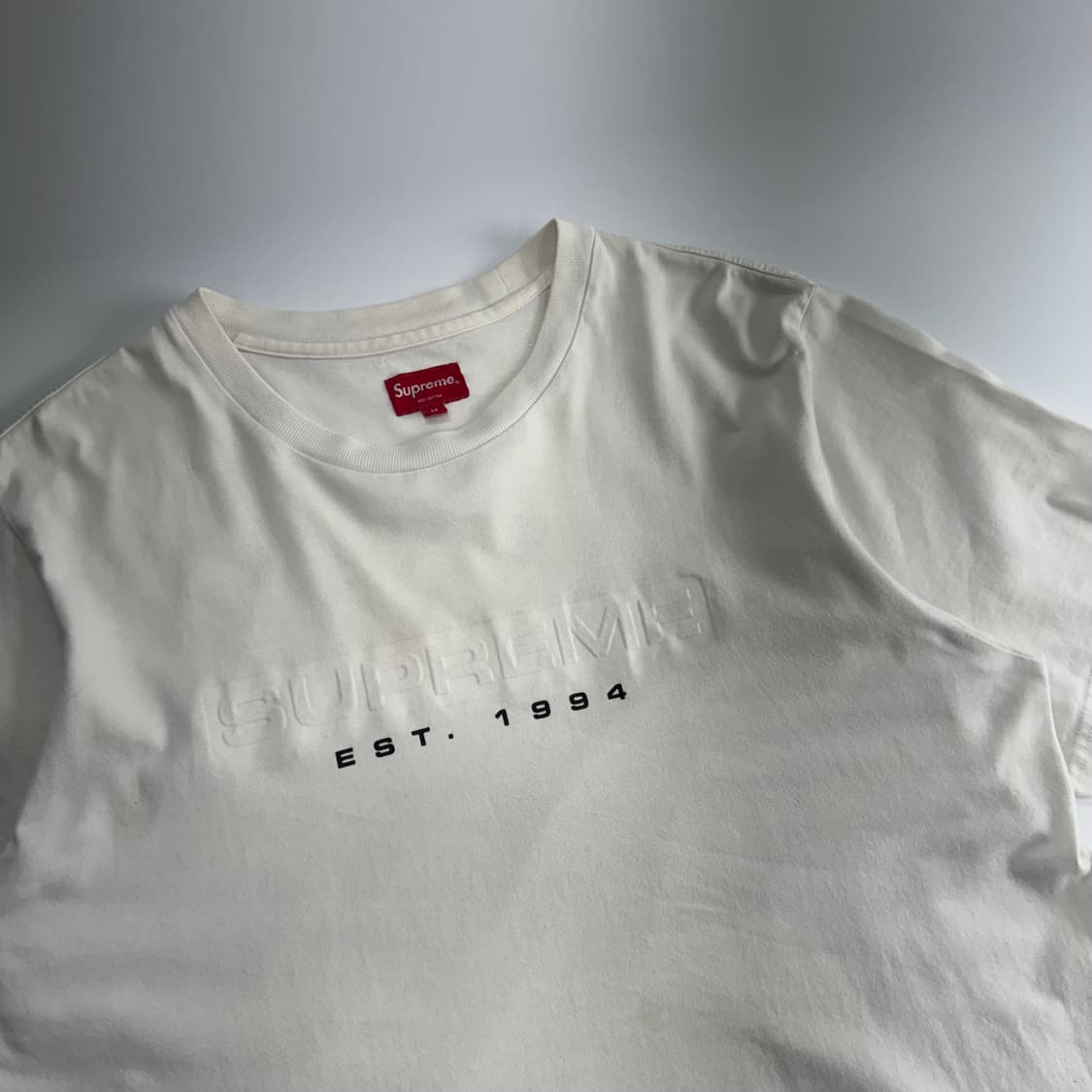 Supreme 슈프림 스펠아웃 로고 화이트 반팔 상품이미지4