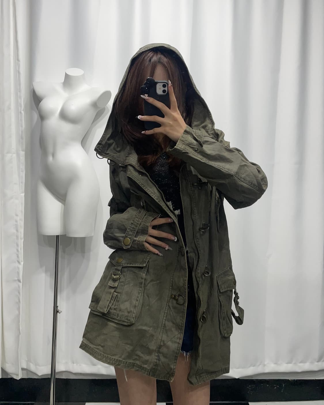 🎸카키 버튼 디테일 롱 자켓🎸 상품이미지3