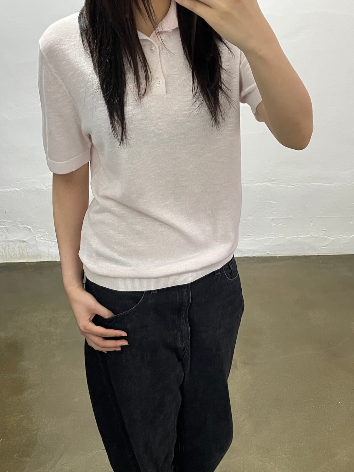 REISS 핑크 니트 반팔 티셔츠 S 상품이미지1