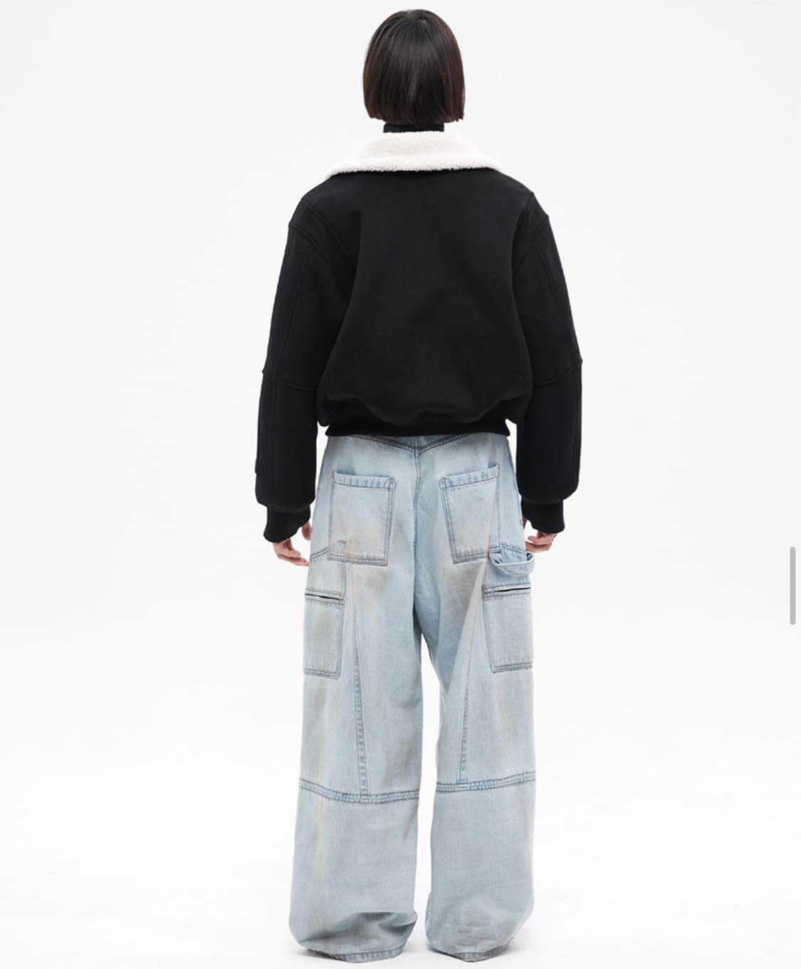 알렌느 크롭 블루종 블랙 2사이즈 상품이미지4