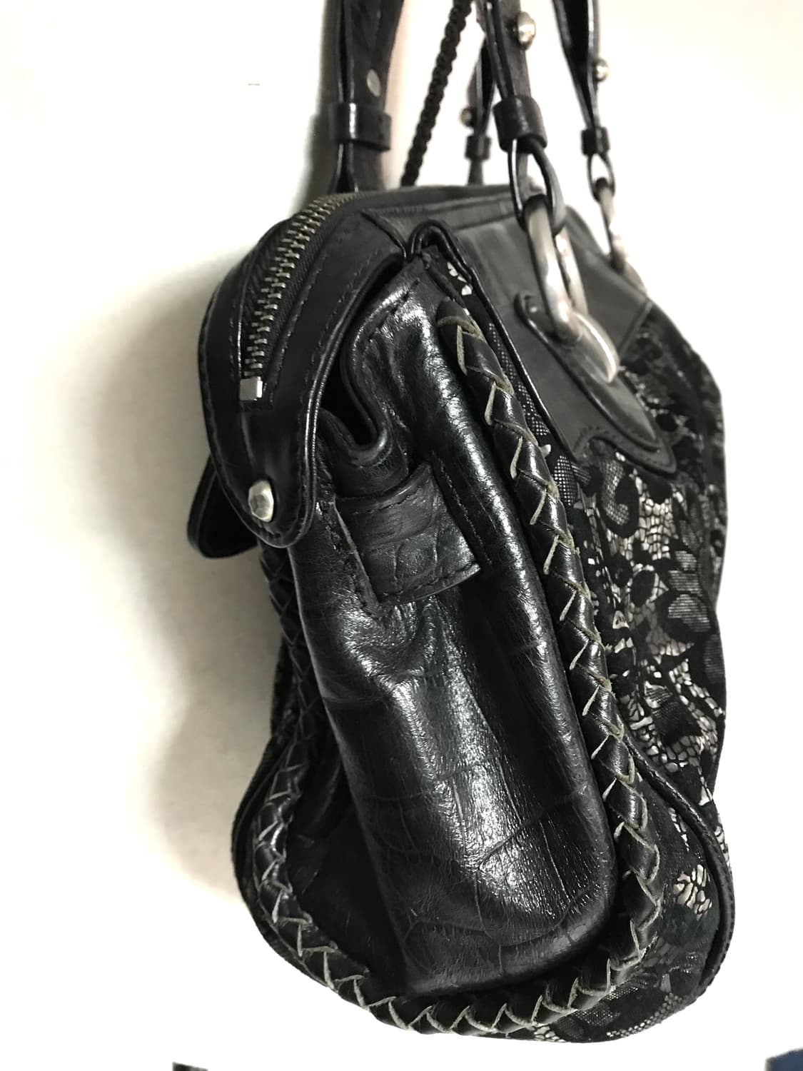 Vintage Lace & Leather Shoulder Bag 상품이미지3