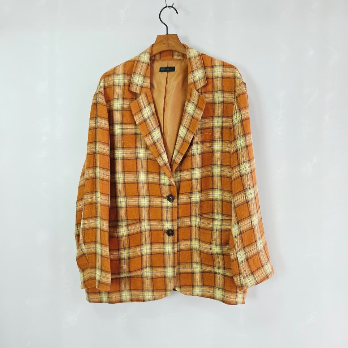 [STILE BENETTON] 베네통 오렌지 체크 싱글 자켓 여성 4 상품이미지1