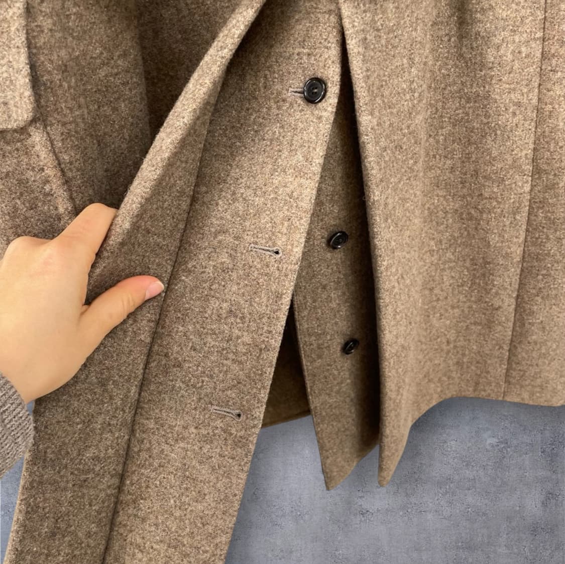 맨온더분 라이트브라운 더블 브레스티드 울 코트 50 상품이미지8