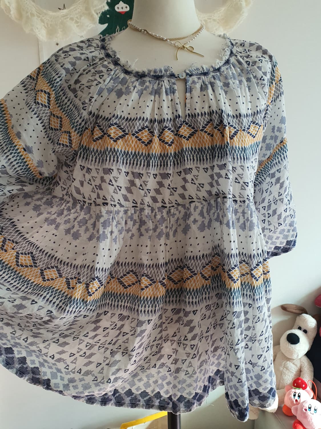 [히피룩] 패턴 블라우스 7부 Free 사이즈 보헤미안 상품이미지2