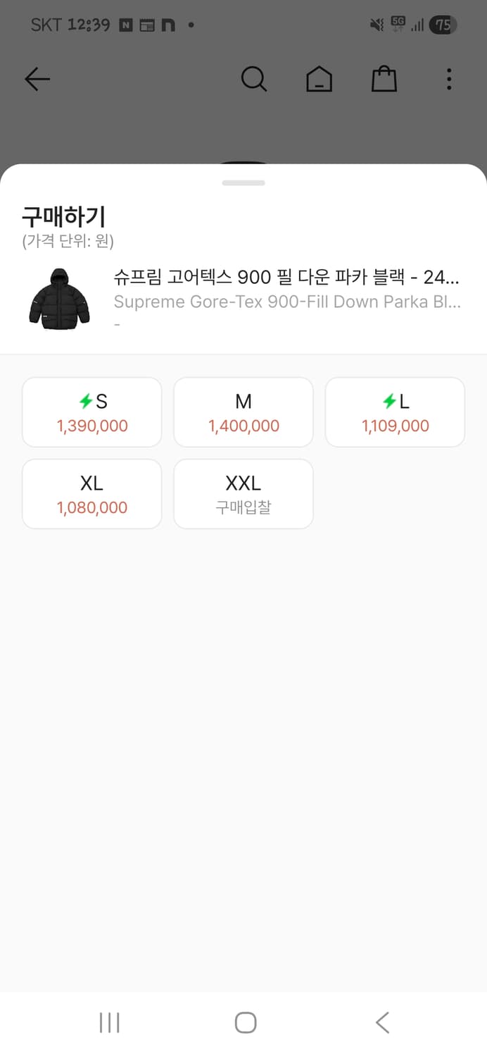 24fw. 슈프림 고어텍스 900필 다운패딩 블랙 M 상품이미지5