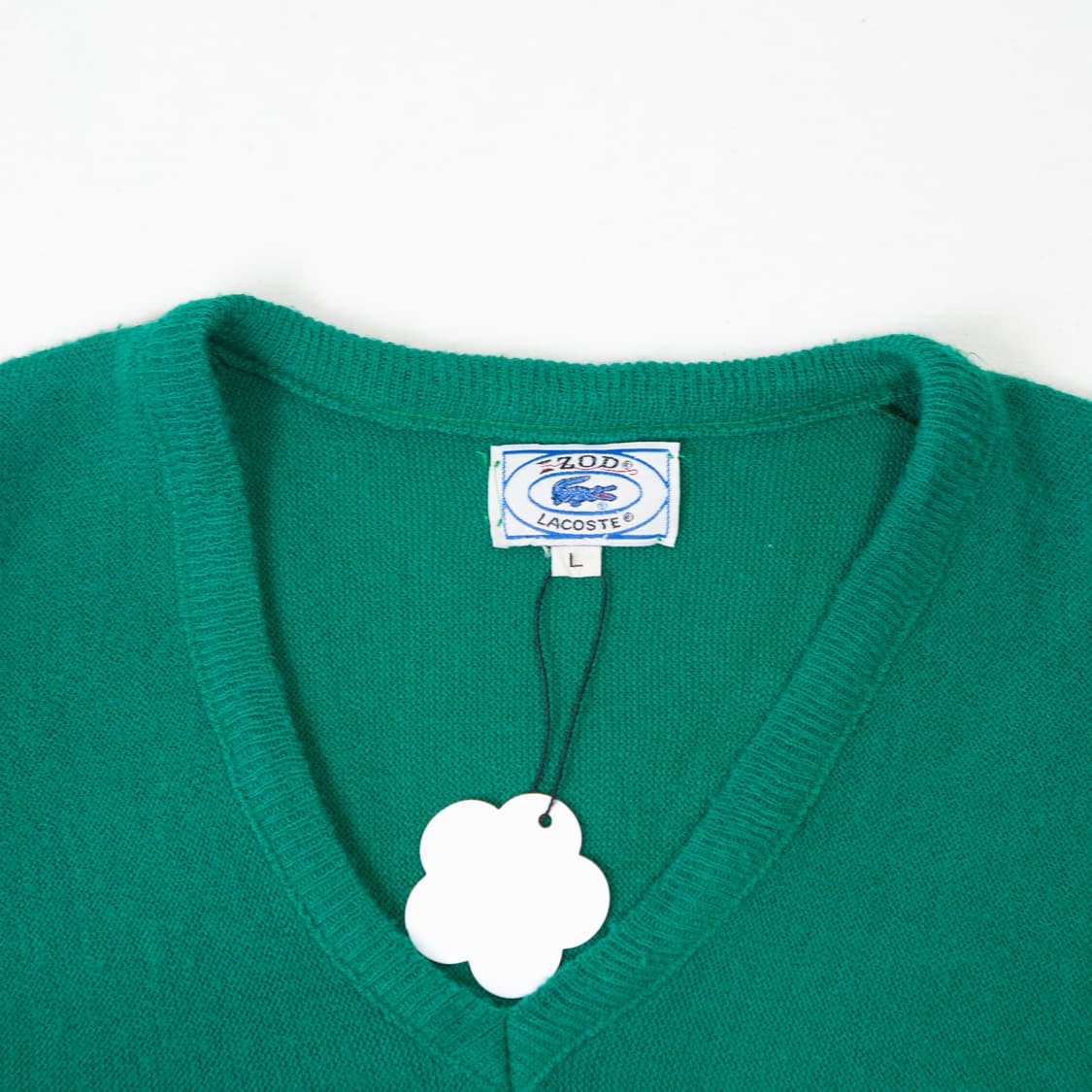 80s IZOD 라코스테 아크릴 V넥 니트 딥 그린 상품이미지2