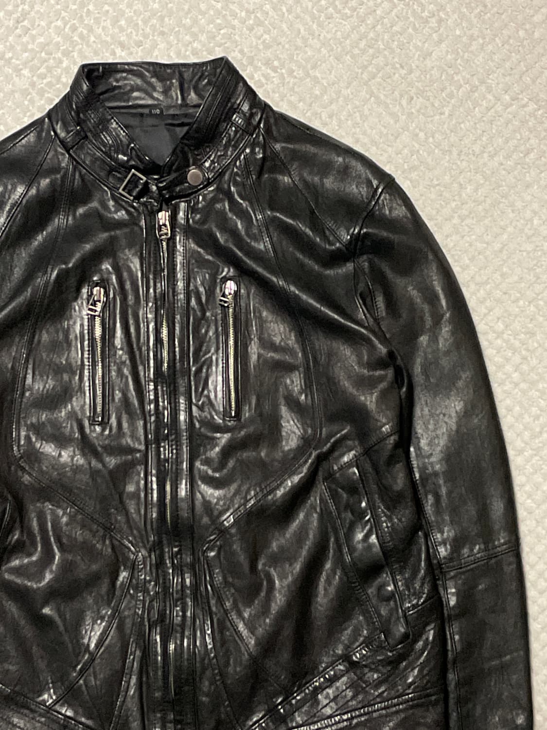 광희시장 웨스턴 무드 램스킨 양가죽 절개 레더 자켓 상품이미지3