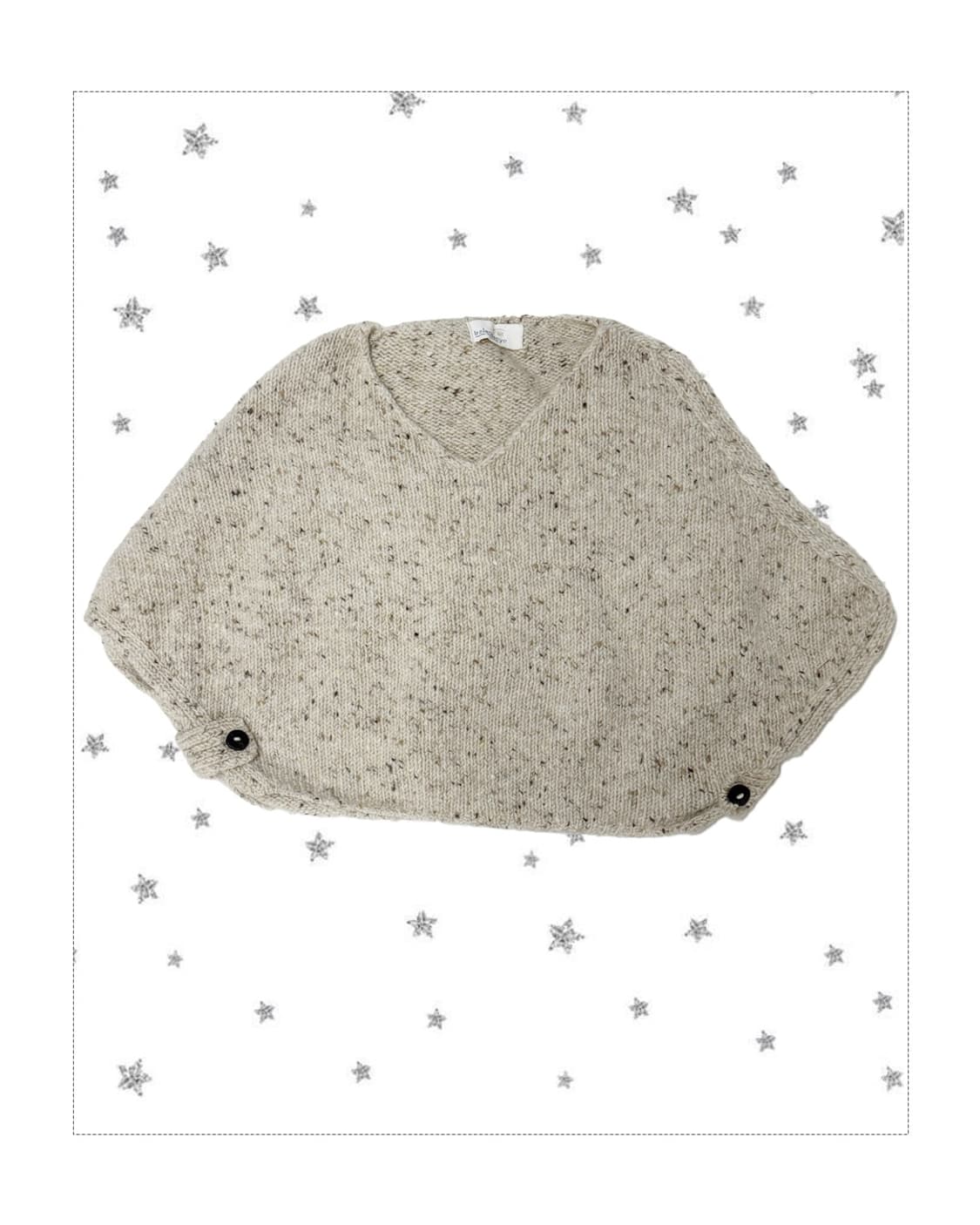 오트밀 뜨개 버튼 케이프 상품이미지1