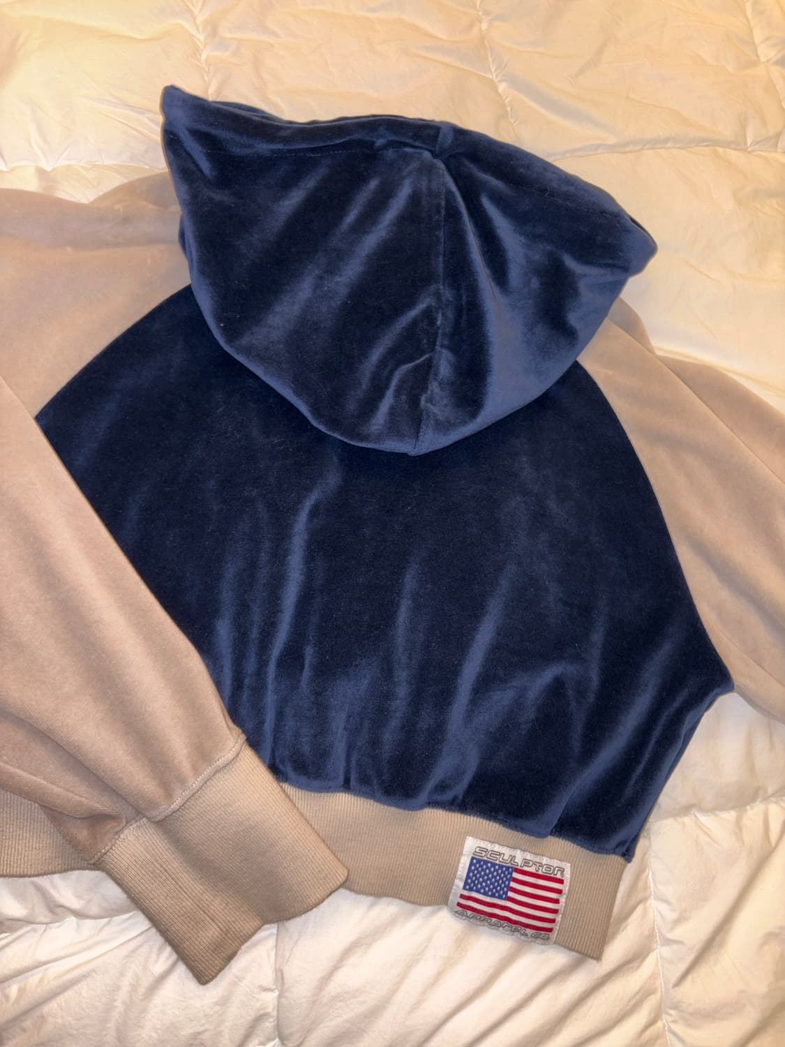 스컬프터 벨벳 후드집업/스커트 셋업 네이비 상품이미지3