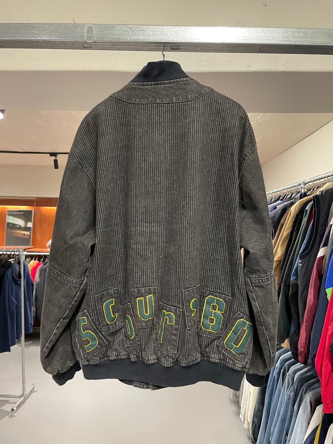 빈티지 흑청 데님 바시티 자켓   상품이미지7