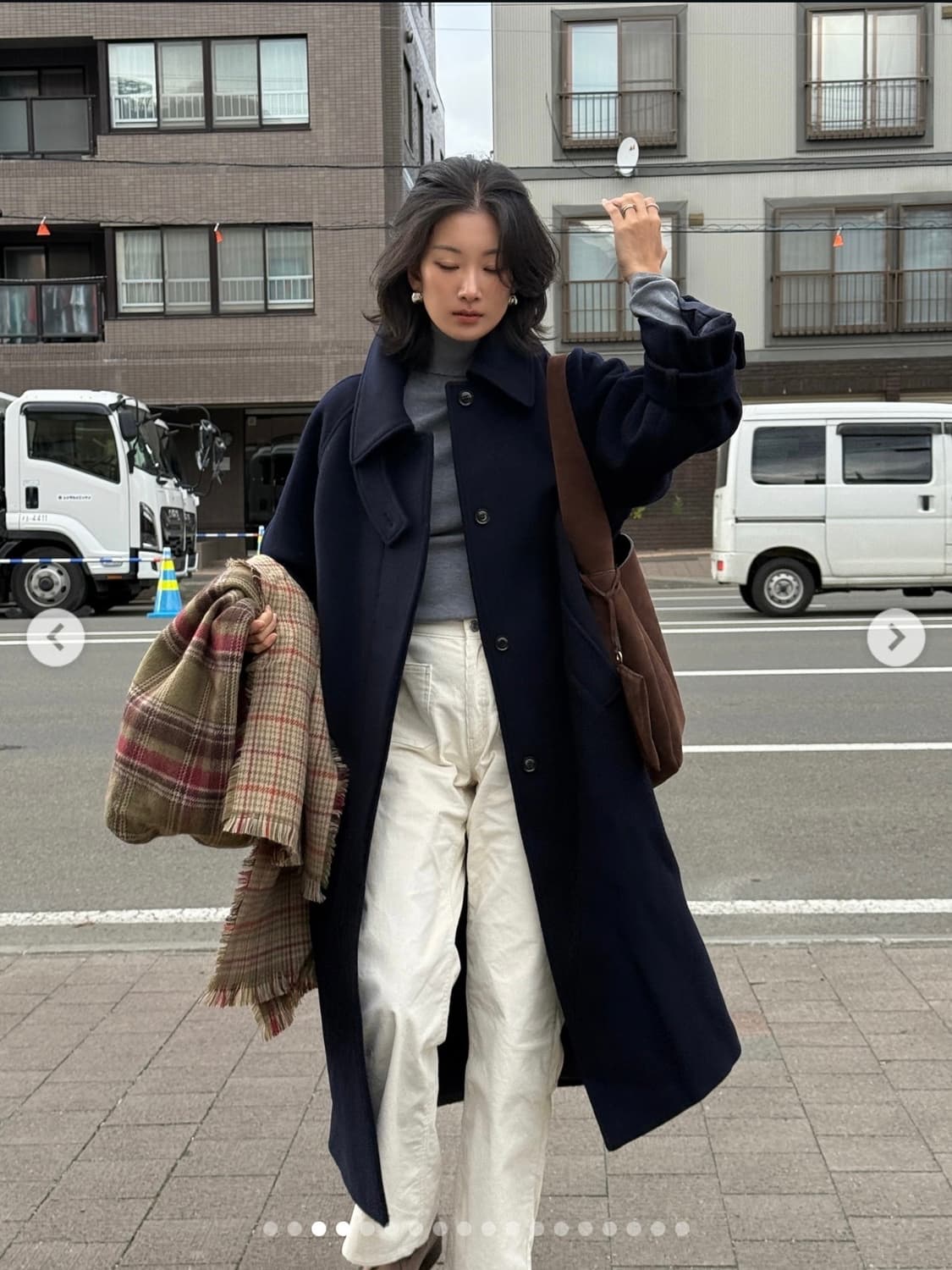 Siyazu 시야쥬 캐시미어 울 코트 네이비 상품이미지3